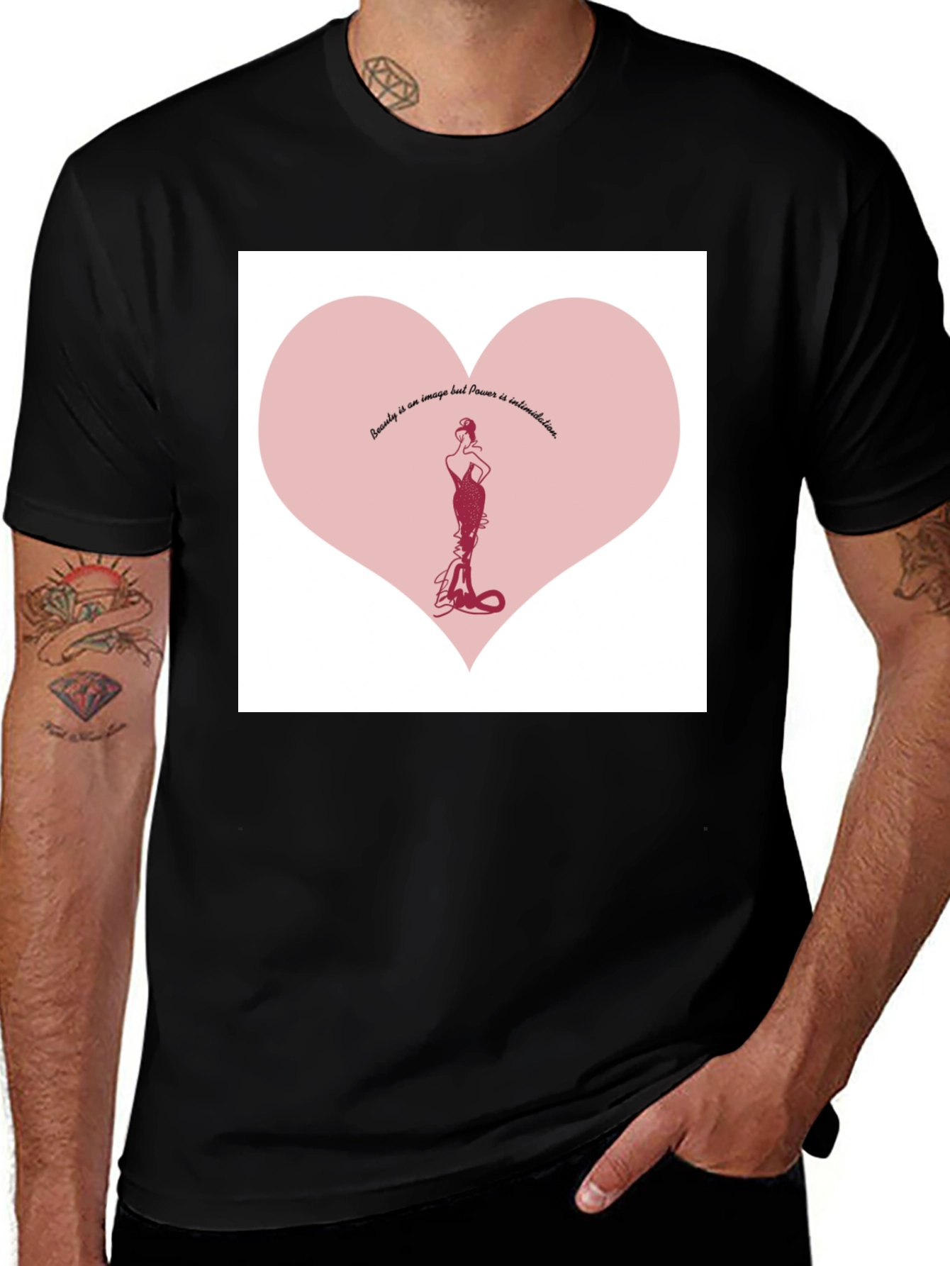 Variant 24 of Elegant Heart Design Black T-Shirt