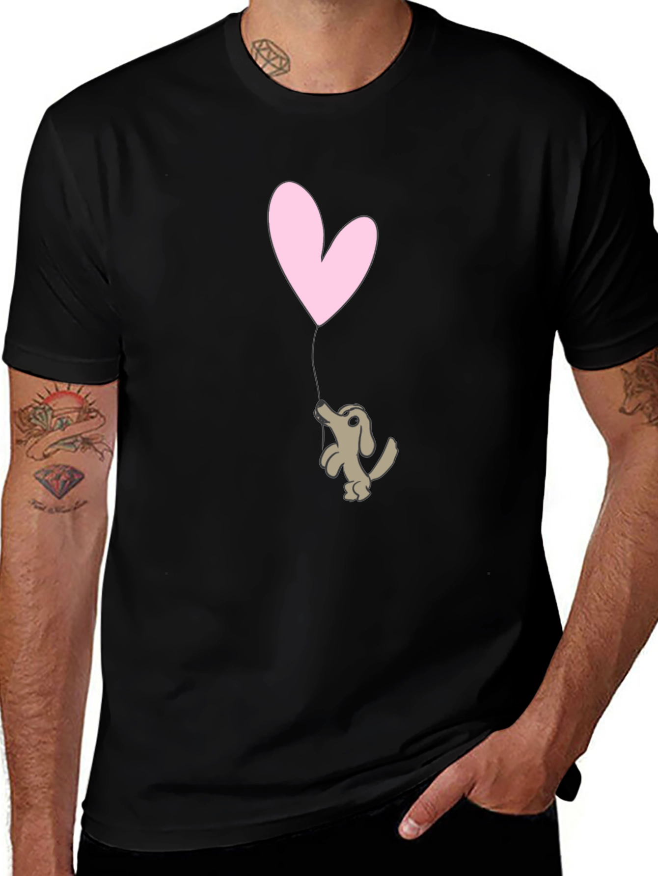 Variant 2 of Puppy Love Graphic Tee - Black Cotton T-Shirt
