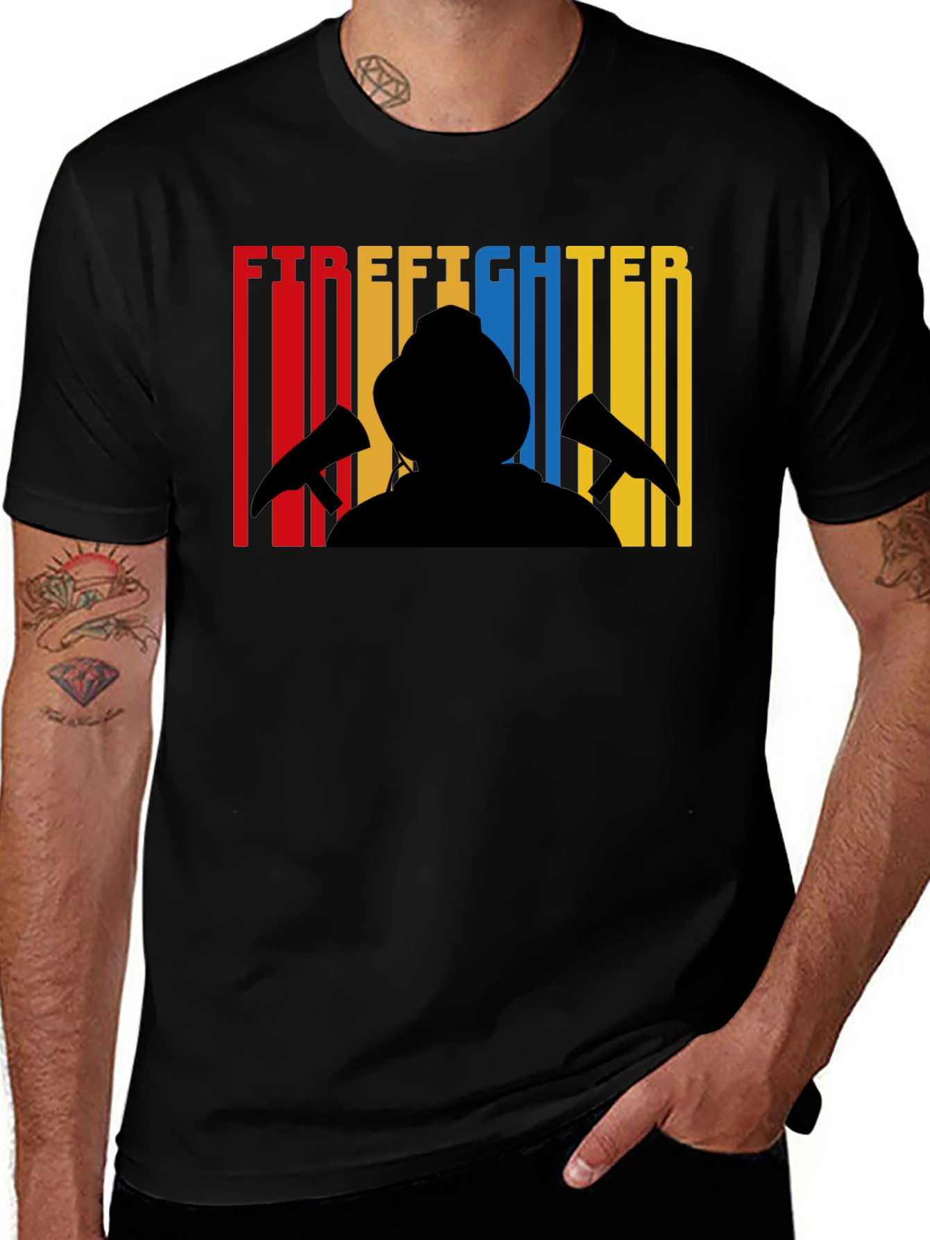 Variant 14 of Firefighter Silhouette Graphic T-Shirt