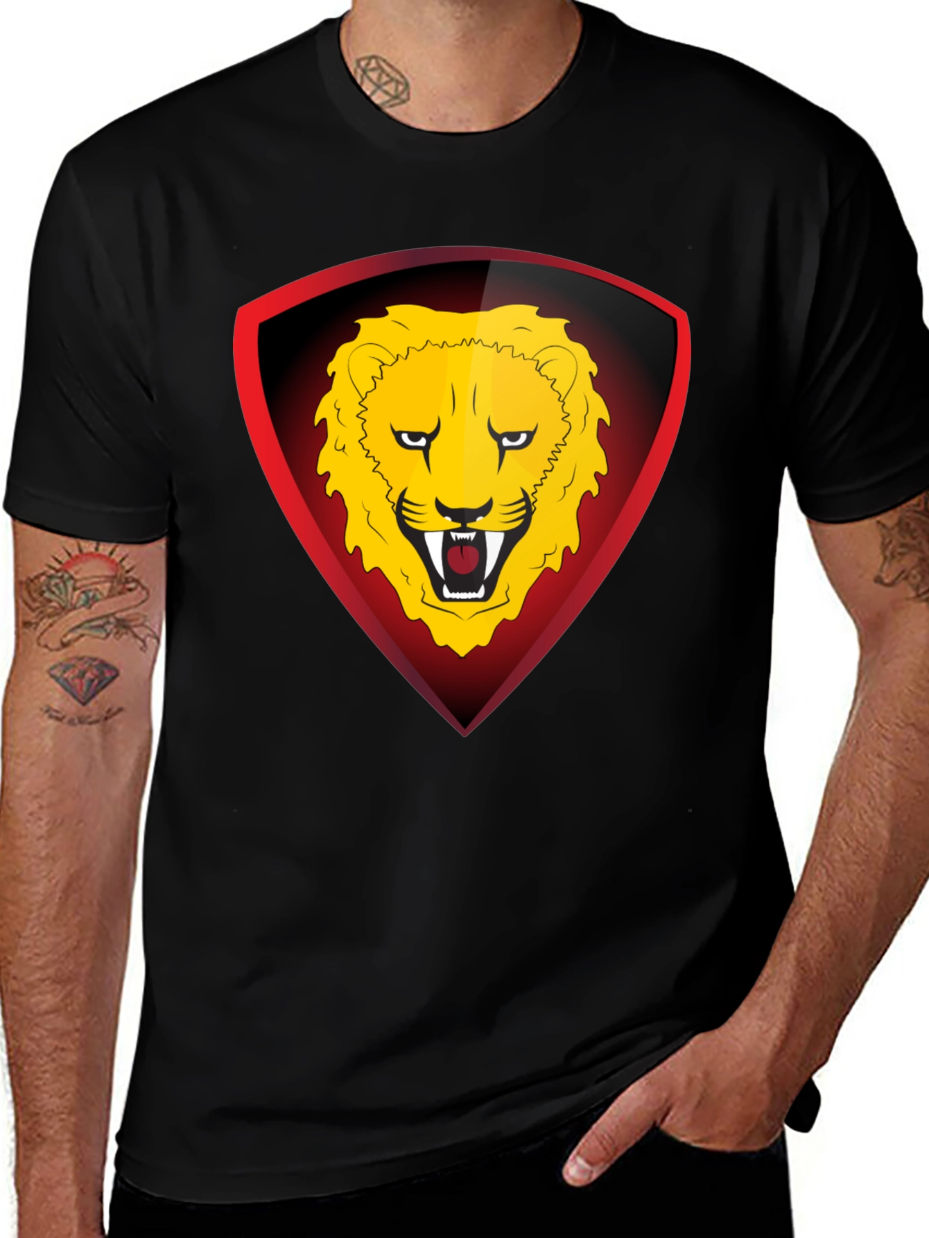 Variant 10 of Lion Shield Graphic Black T-Shirt