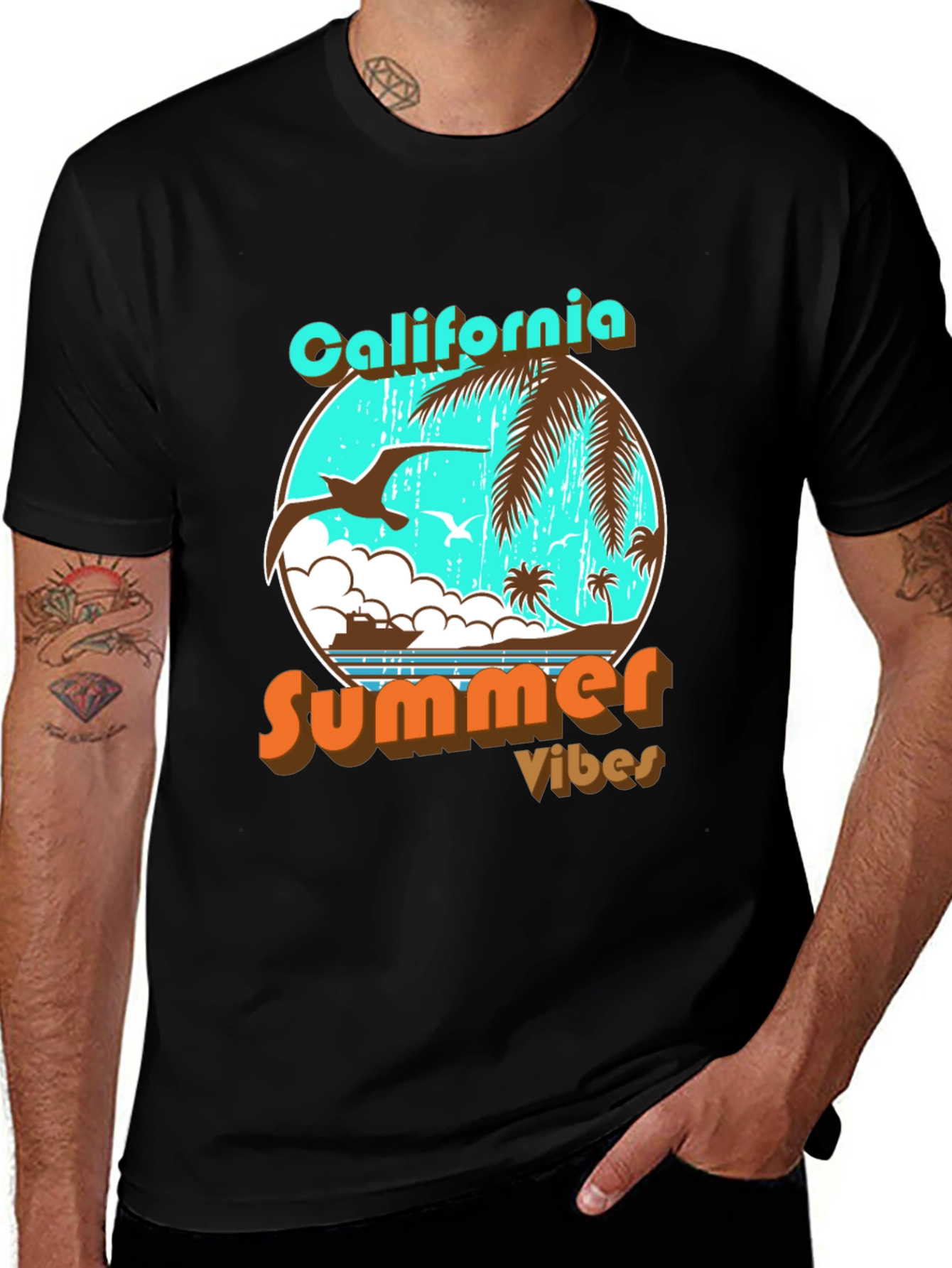Variant 19 of California Summer Vibes Black Graphic T-Shirt
