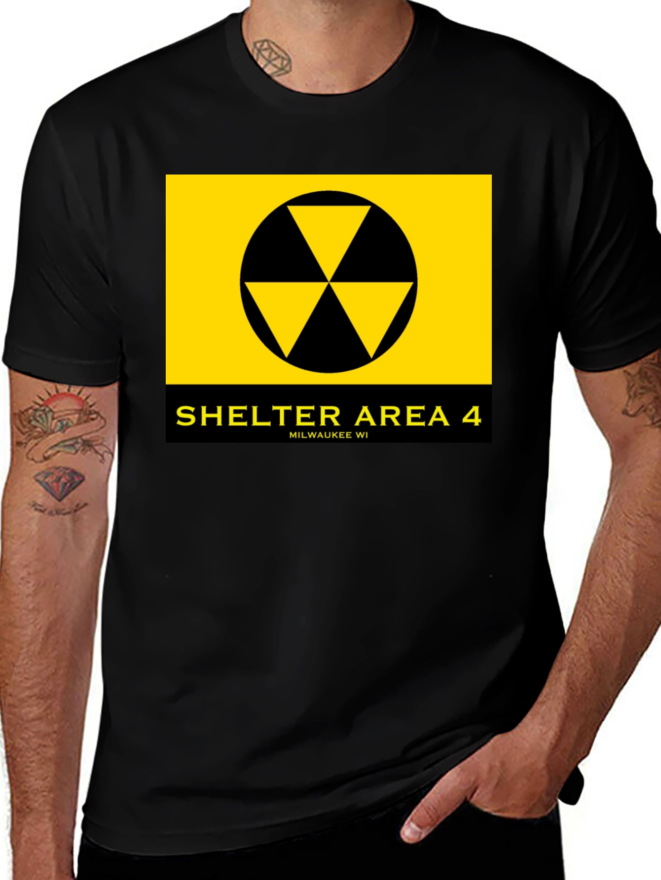 Shelter Area 4 T-Shirt - Black Radioactive Design