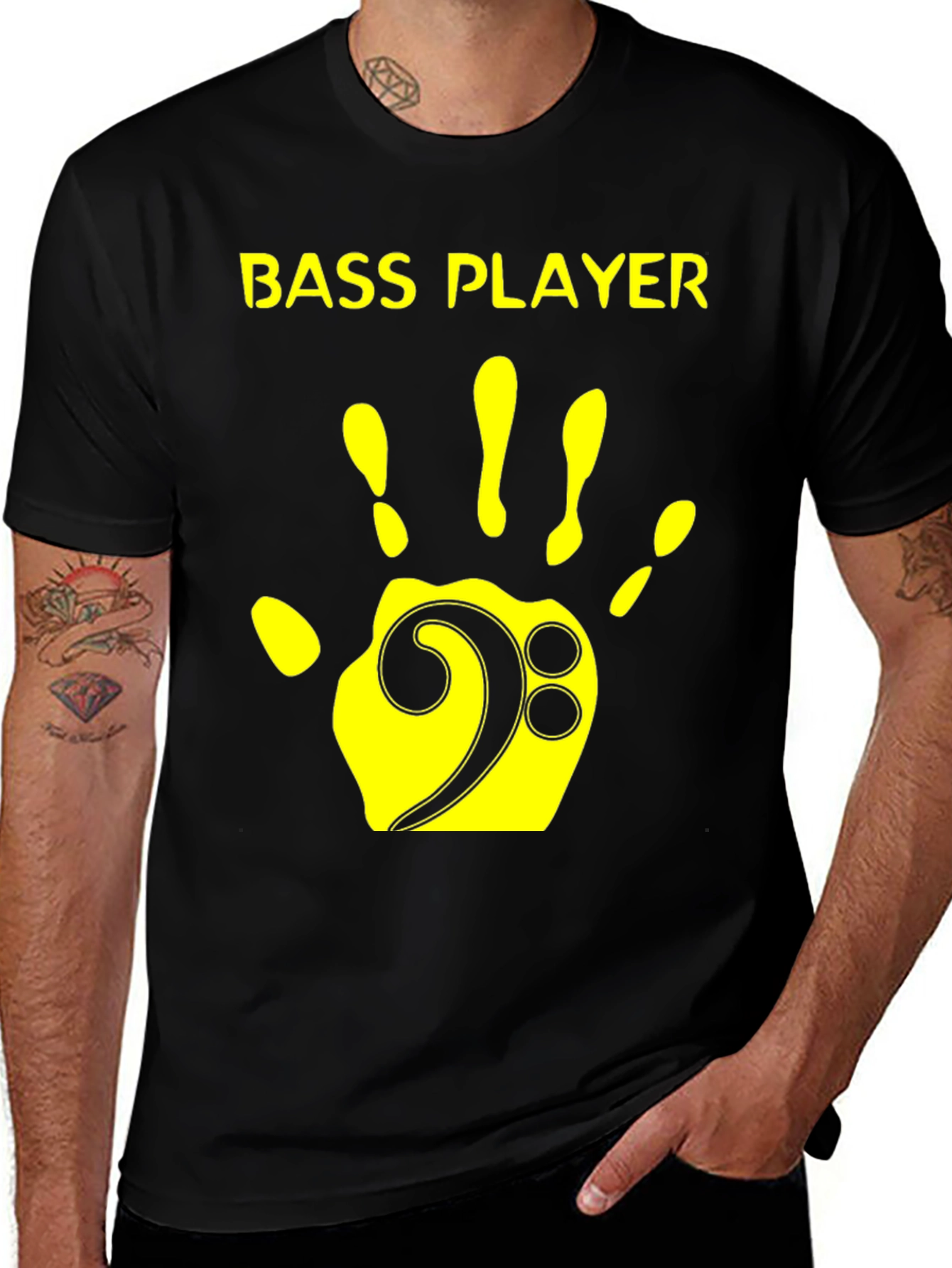 Variant 4 of Bass Player T-Shirt - Music Hand Design