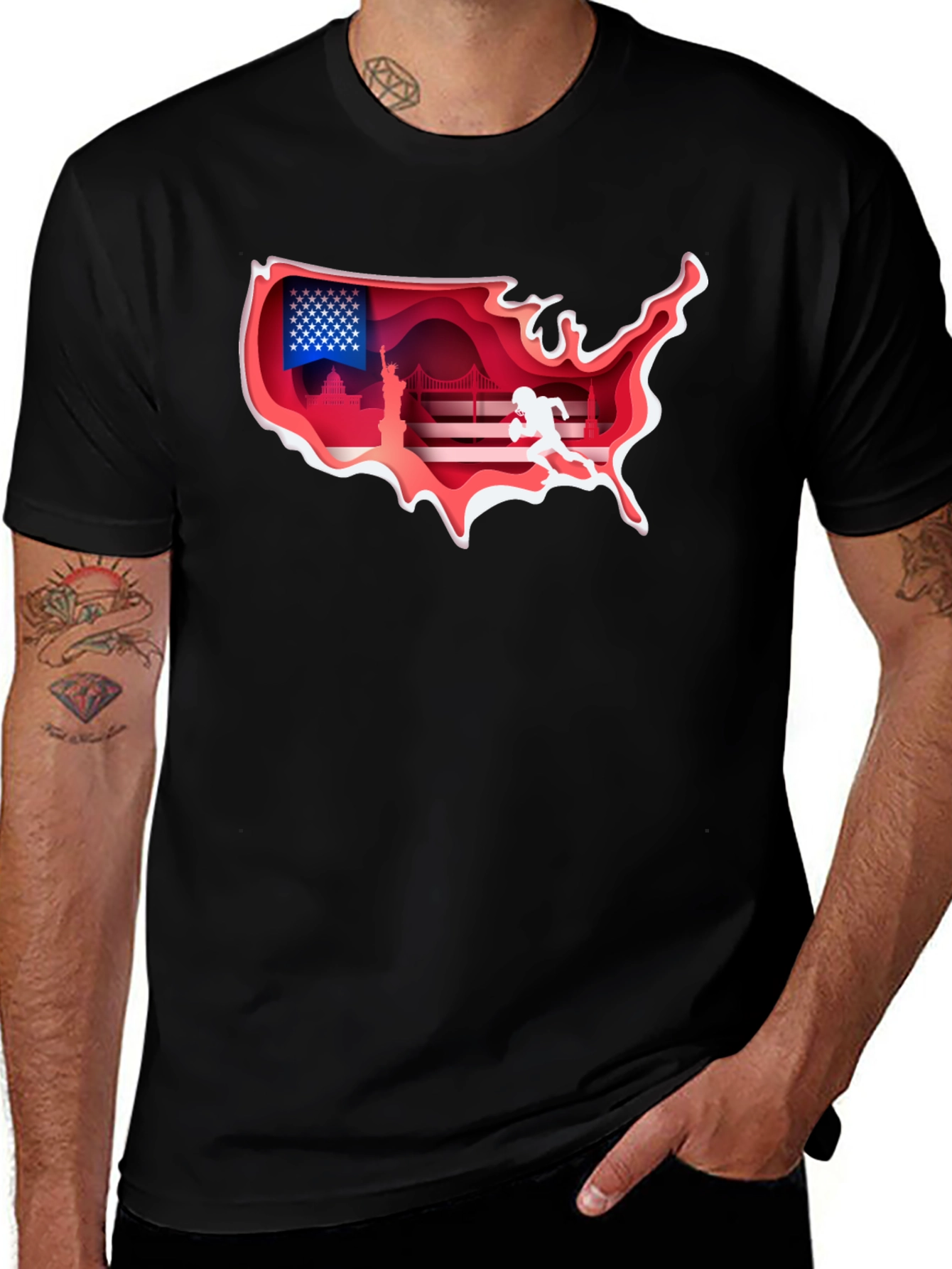 USA Landmarks Graphic Tee - Patriotic T-Shirt