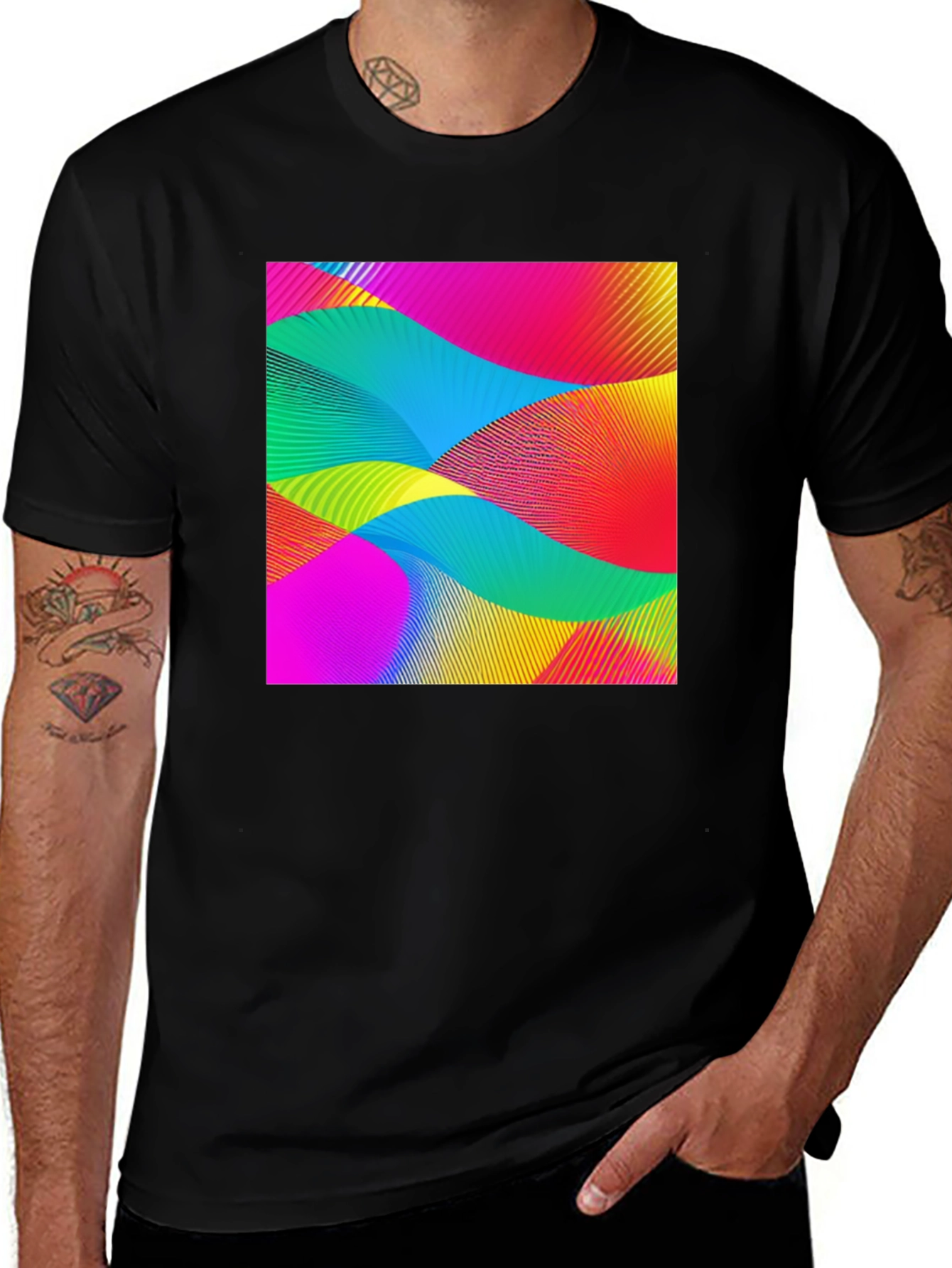 Variant 26 of Abstract Wave Graphic Black T-Shirt
