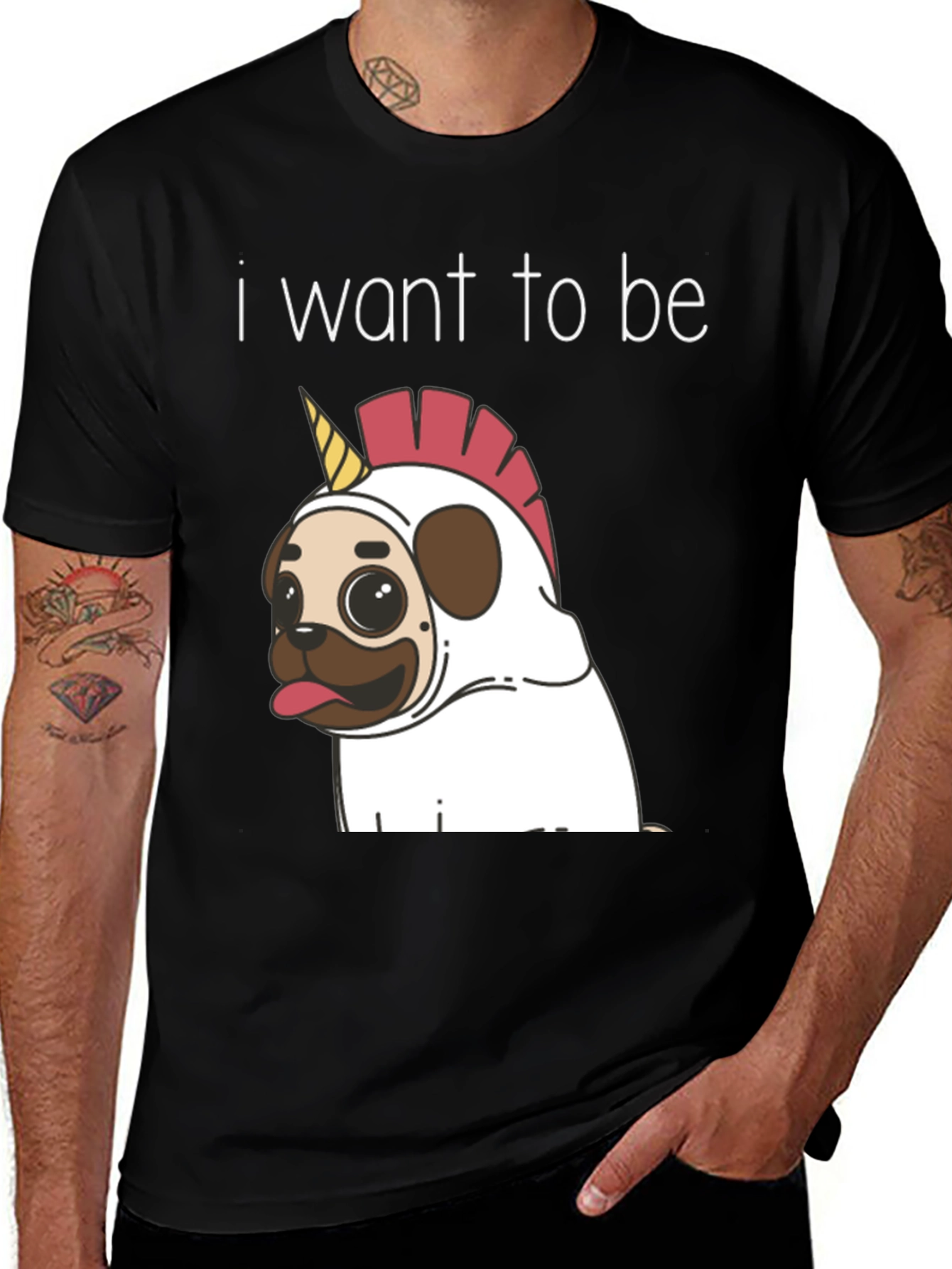 Variant 20 of Unicorn Pug Graphic T-Shirt