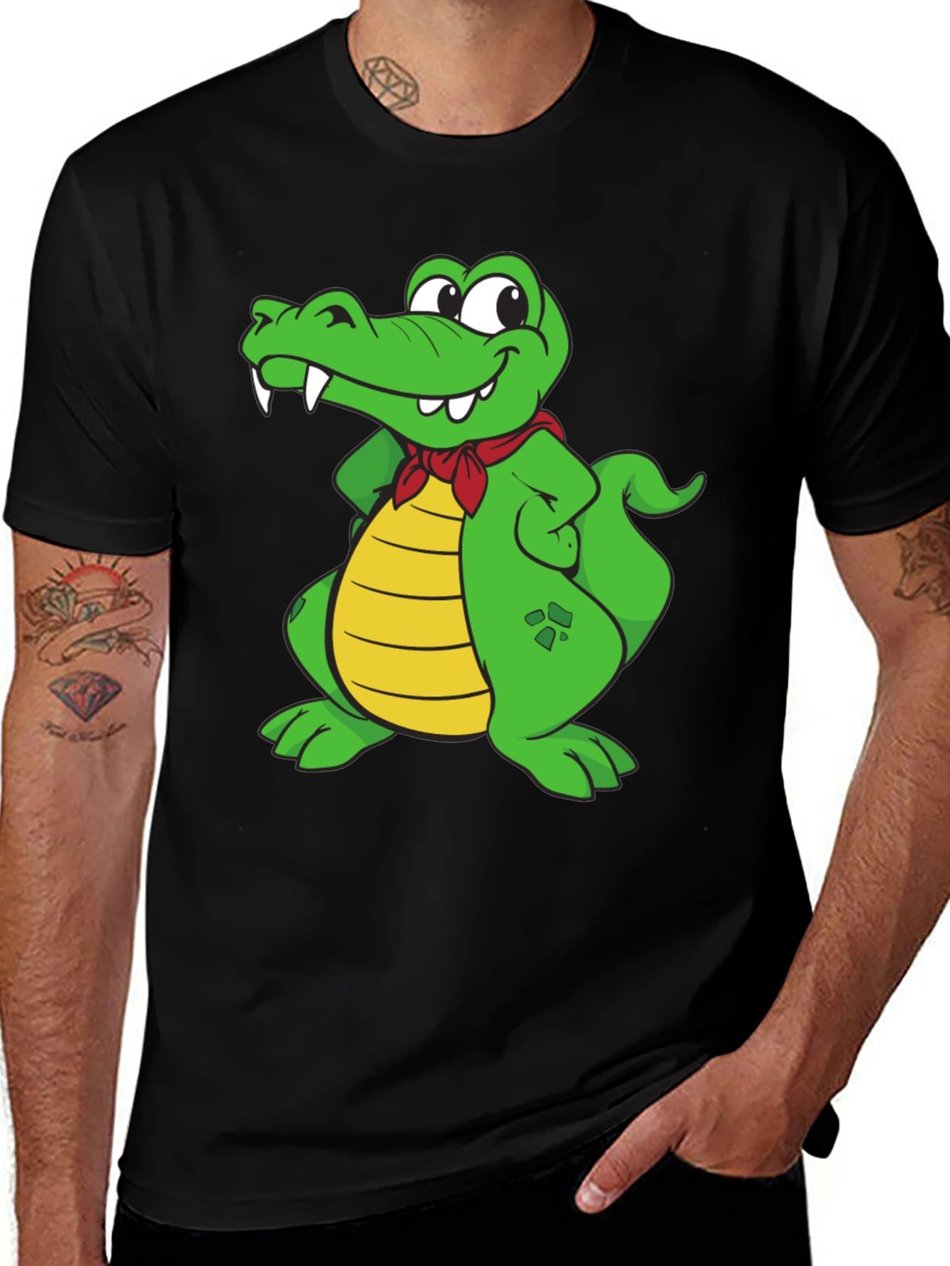 Variant 7 of Cartoon Crocodile Graphic Tee - Fun Animal Shirt