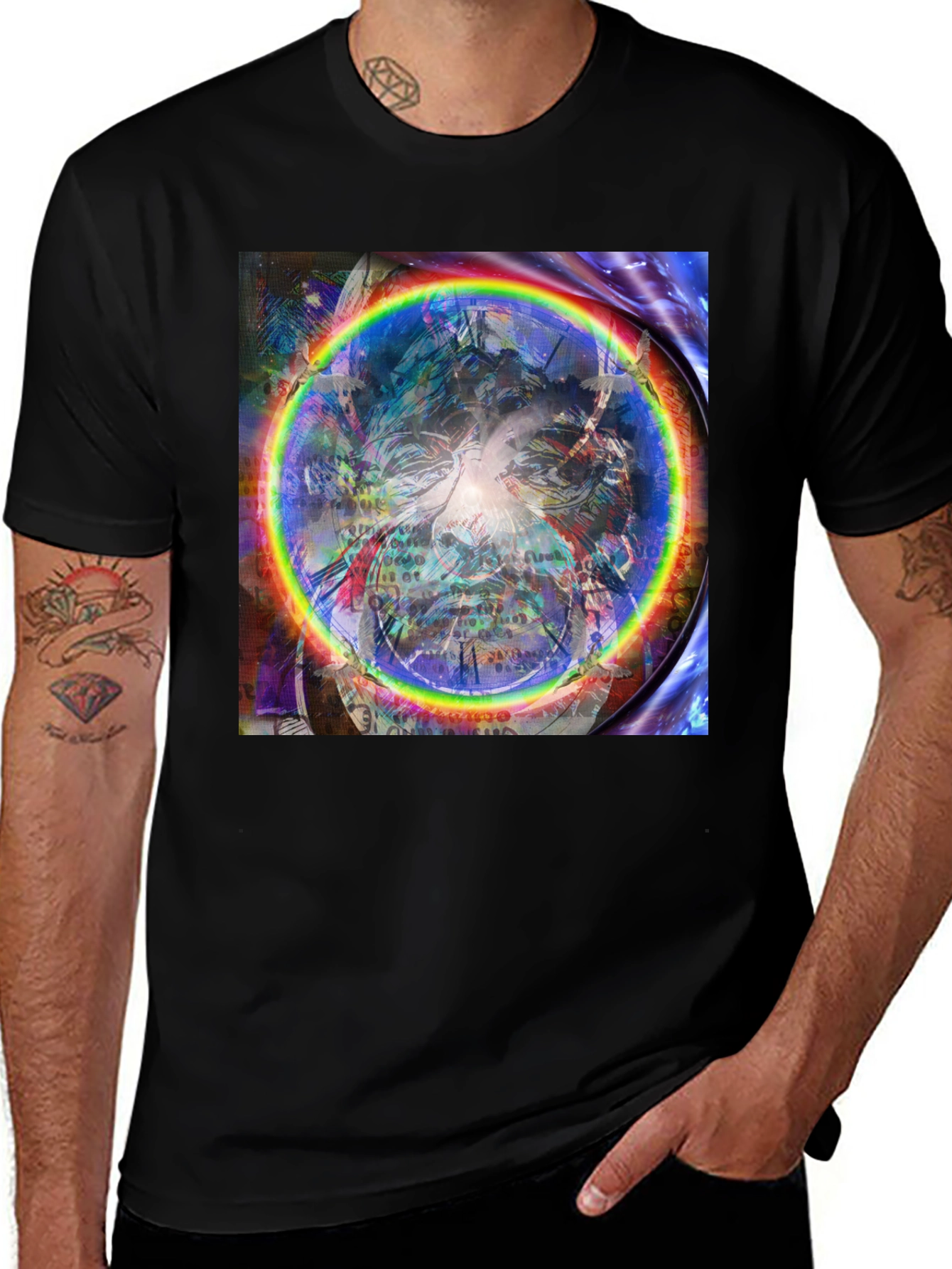 Variant 20 of Psychedelic Rainbow Circle Graphic Tee