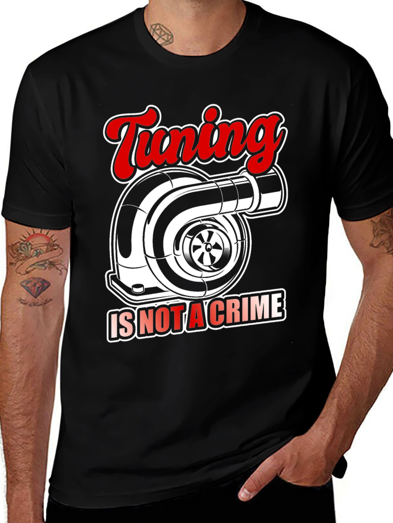 Variant 29 of Tuning Is Not A Crime Black T-Shirt - Car Enthusiast Tee