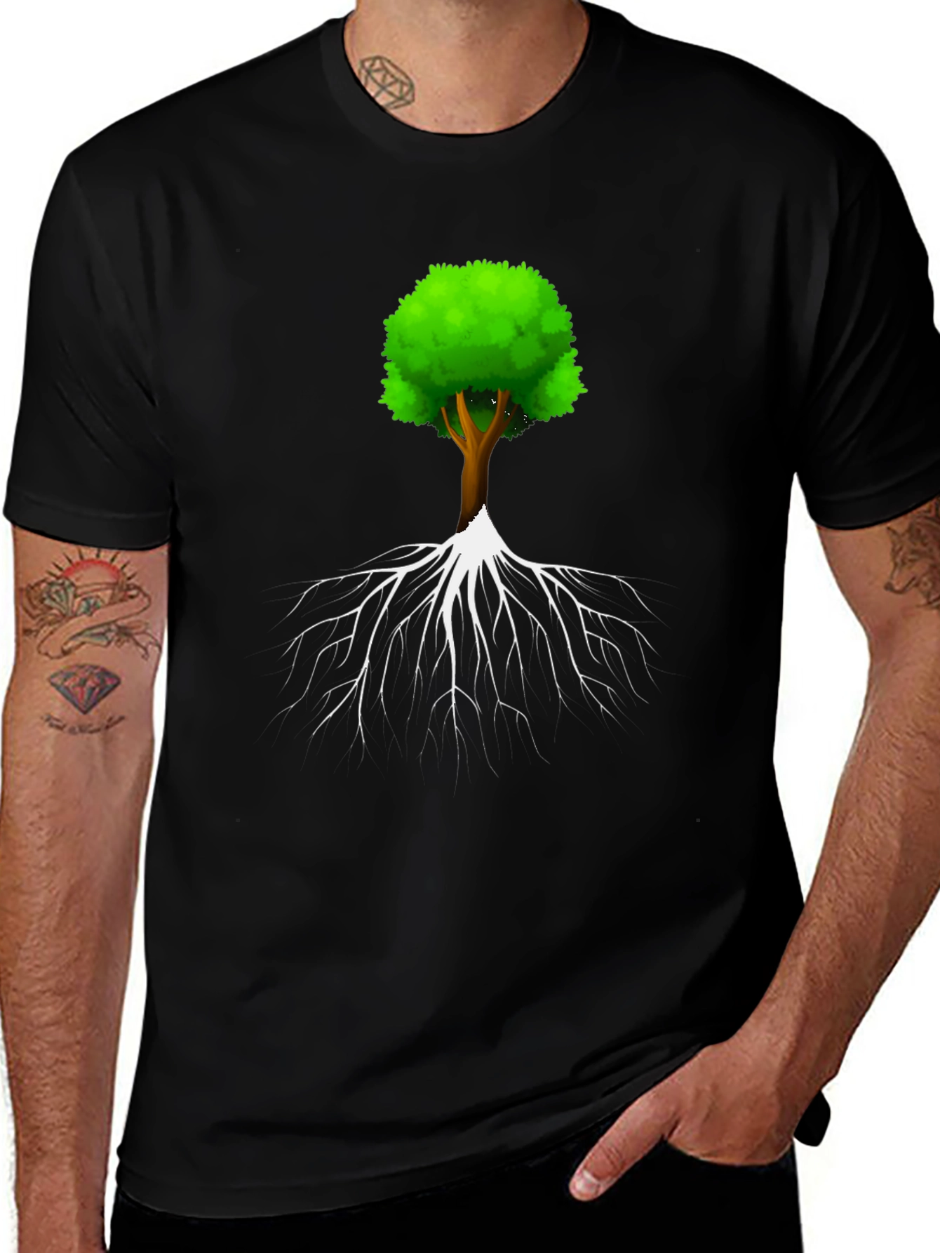 Variant 21 of Tree Roots Graphic T-Shirt - Modern Nature Design