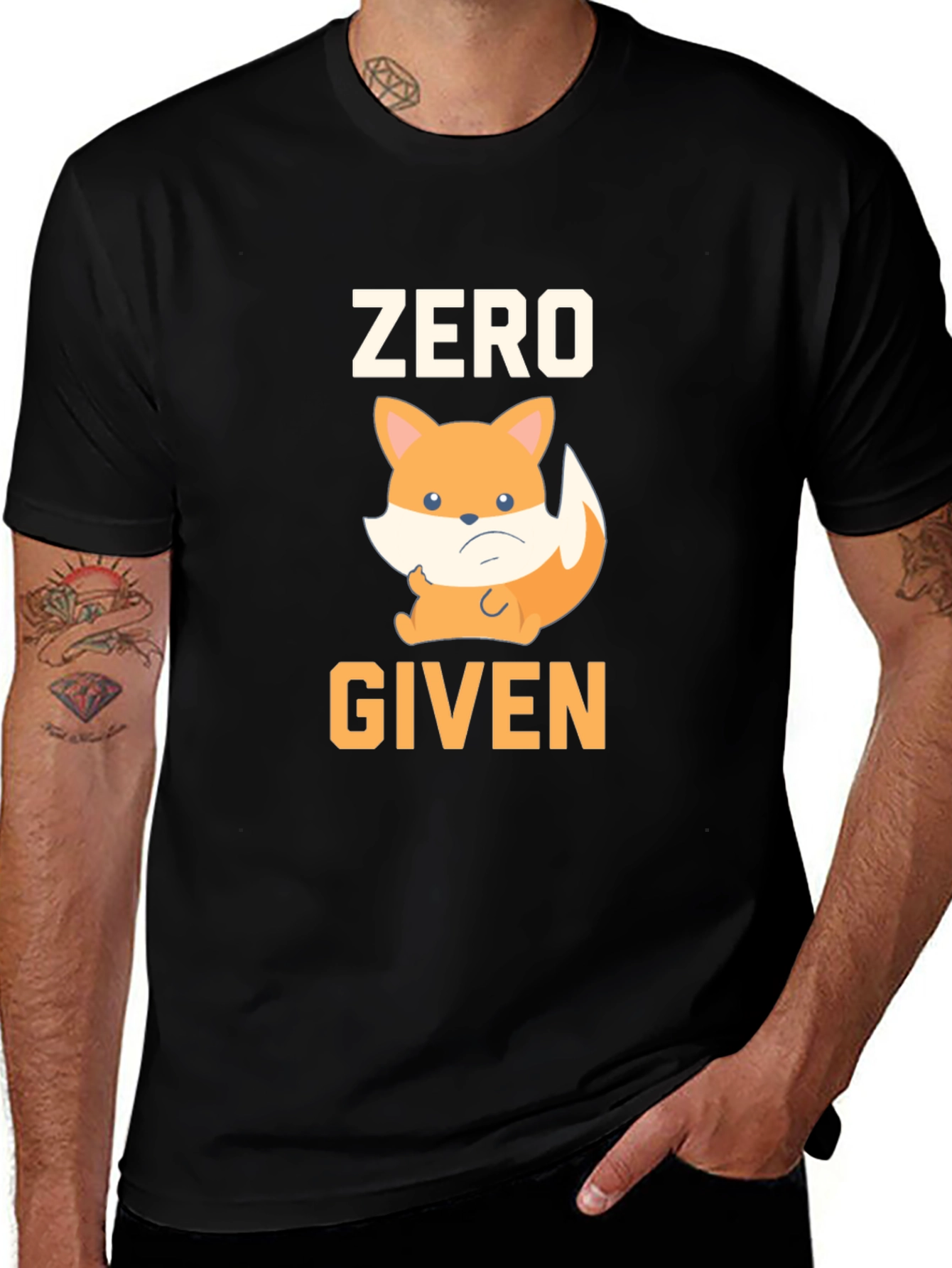 Variant 7 of Zero Given Fox Graphic T-Shirt - Black Cotton Tee