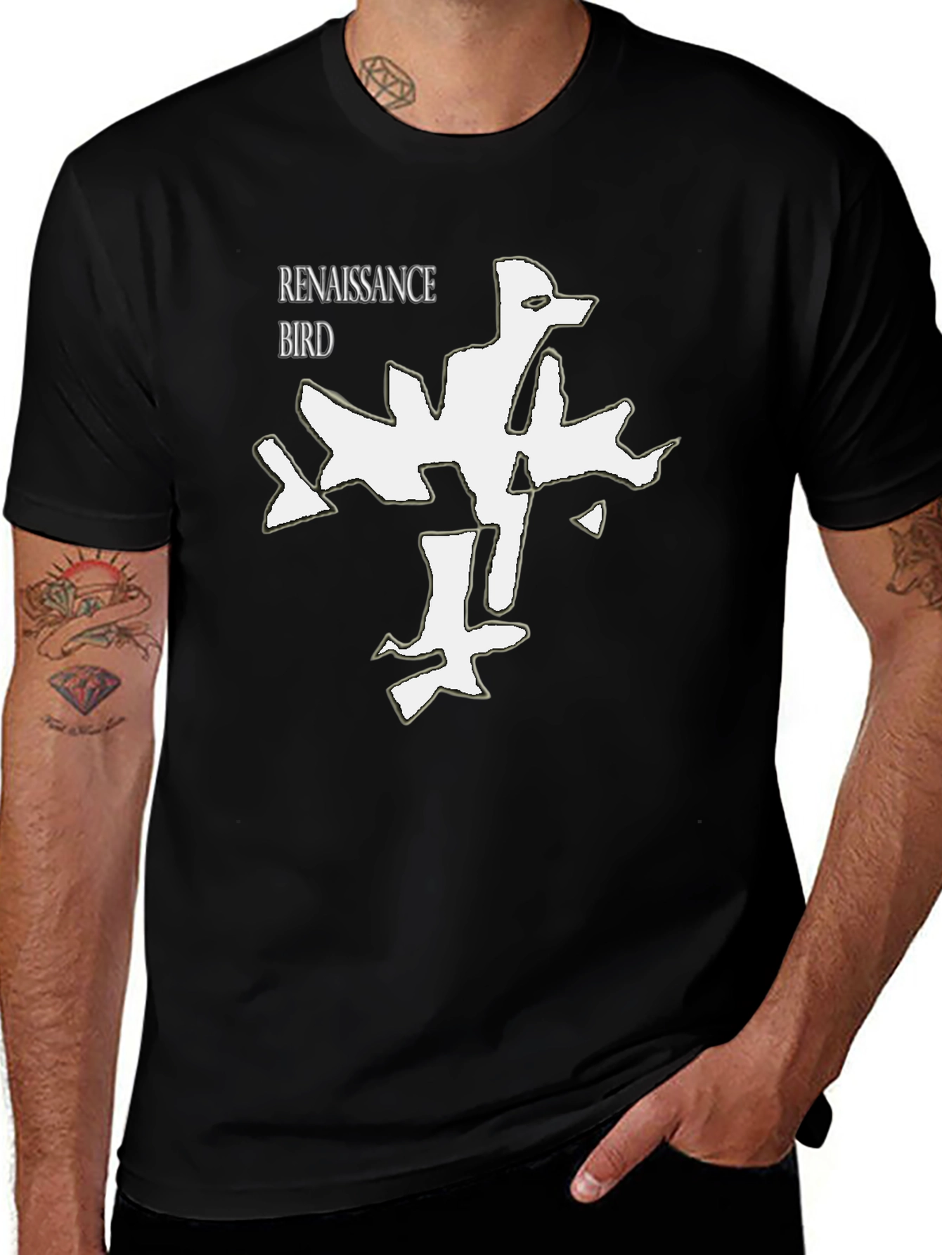 Variant 19 of Renaissance Bird Graphic Tee - Modern Black T-Shirt