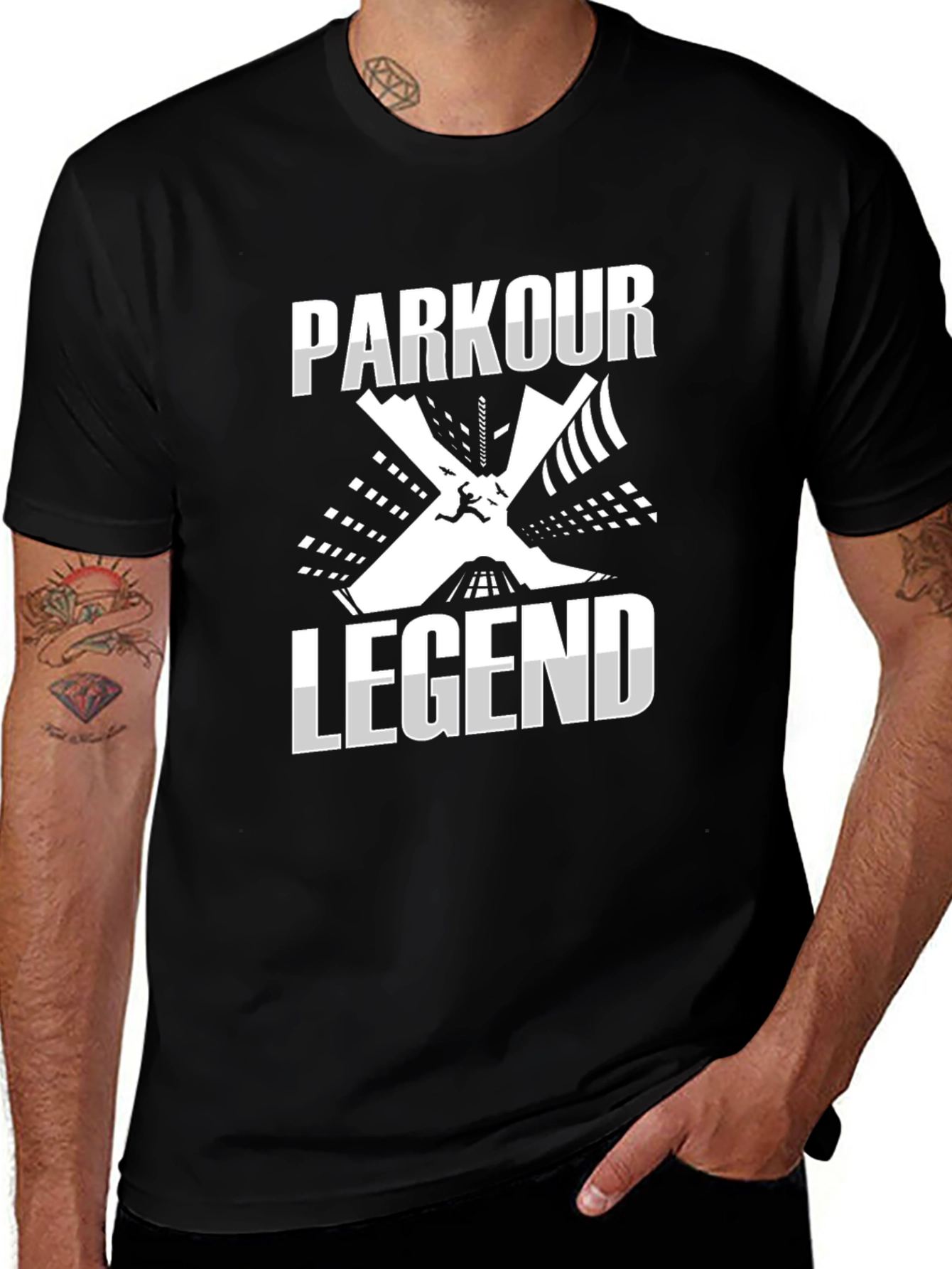 Variant 8 of Parkour Legend Black T-Shirt Urban Free Running Design