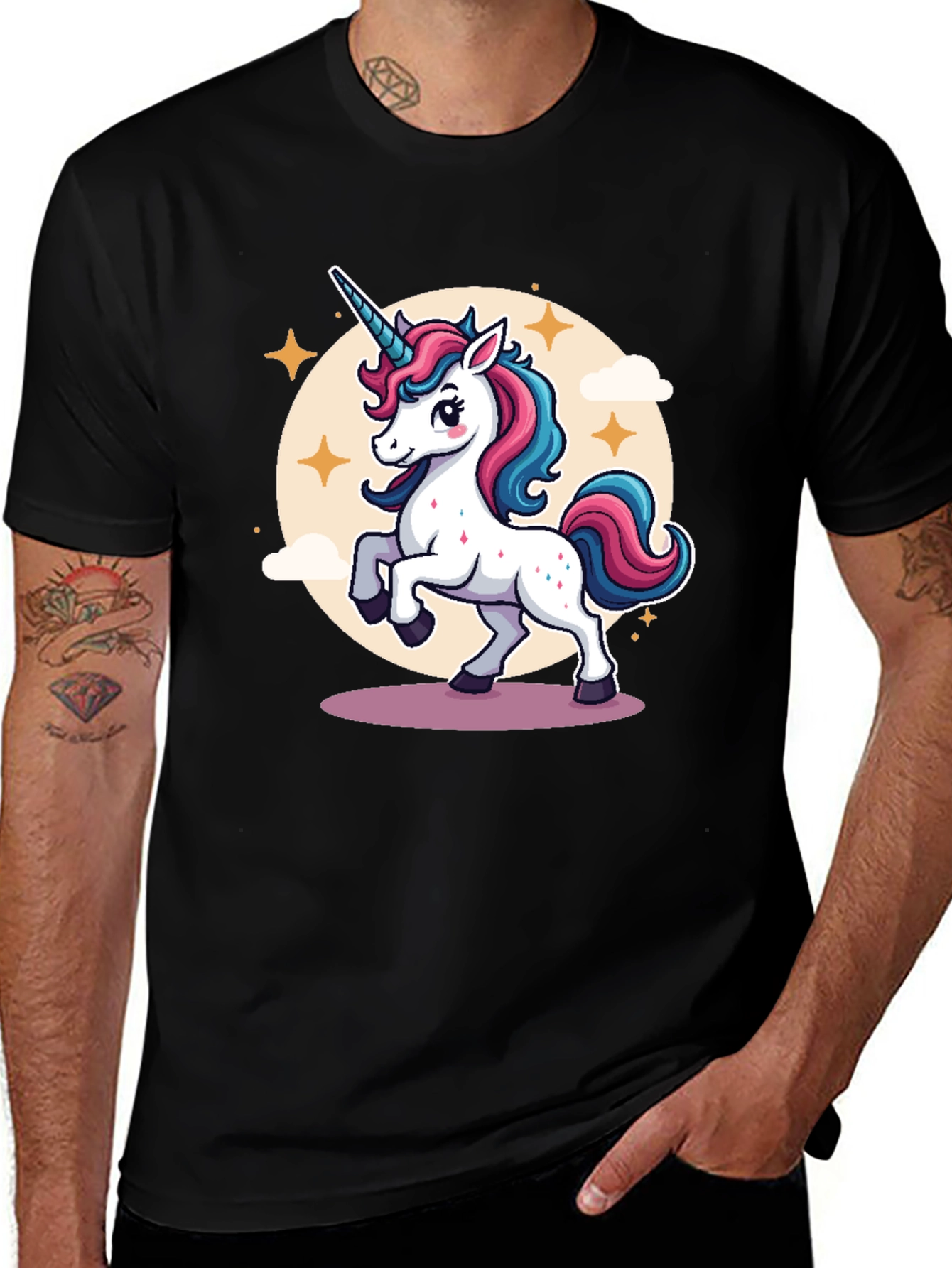 Variant 5 of Unicorn Graphic Tee - Black Cotton Blend T-Shirt