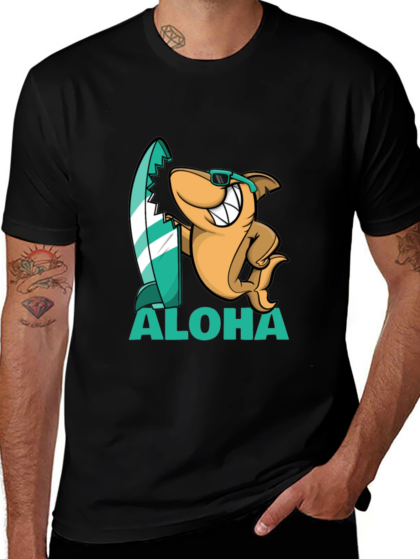 Variant 15 of Aloha Shark Graphic Tee - Black