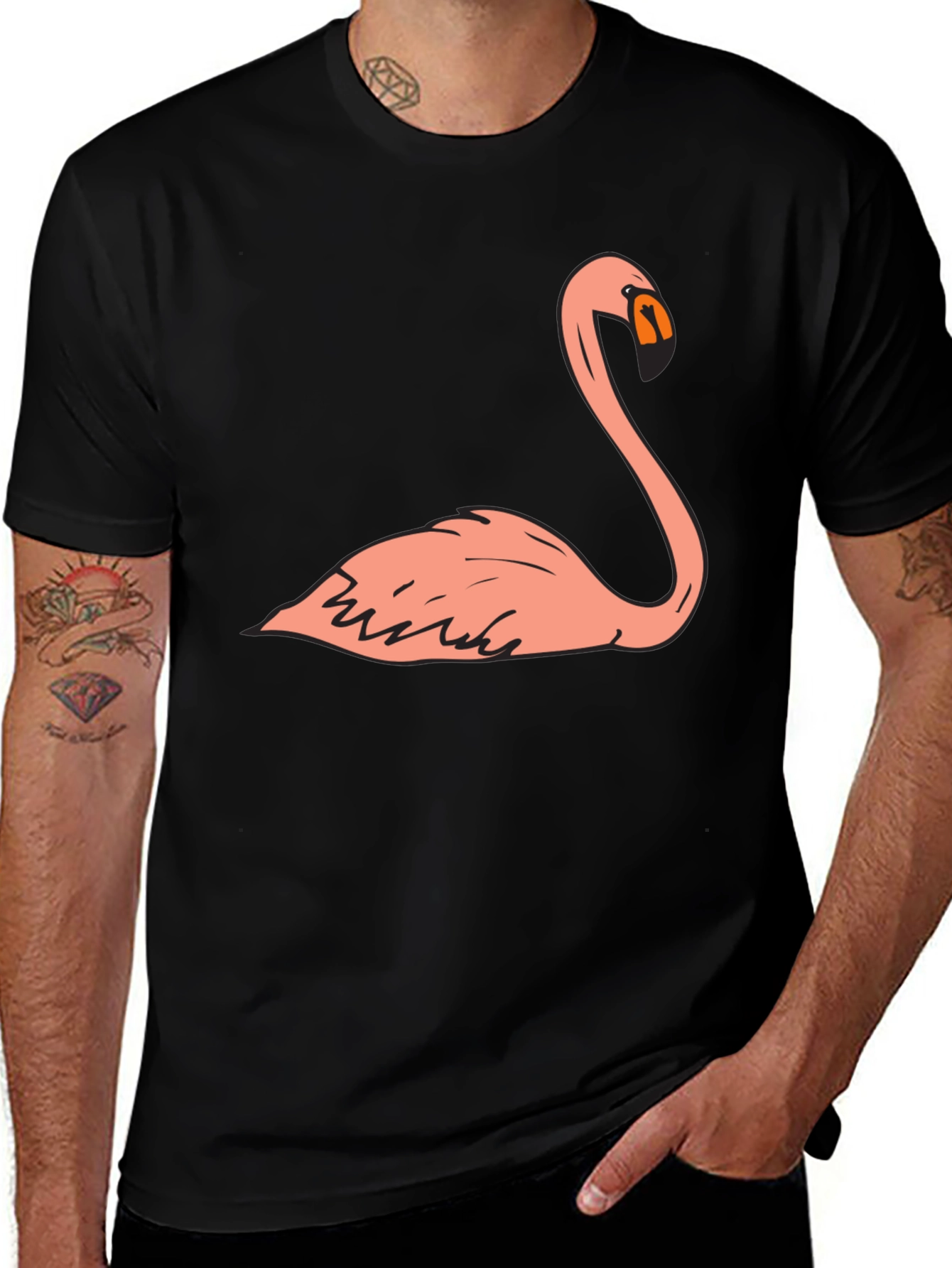 Variant 12 of Flamingo Graphic T-Shirt - Men's Black Tee