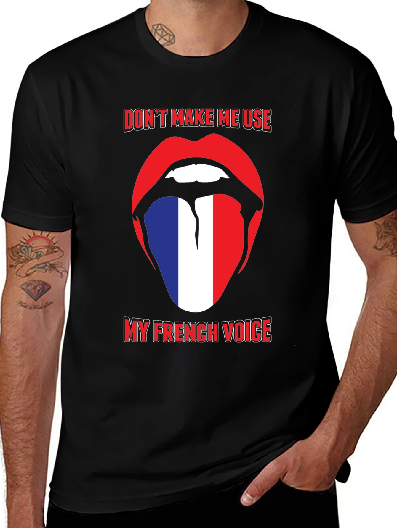 Variant 5 of Funny French Voice Tongue T-Shirt