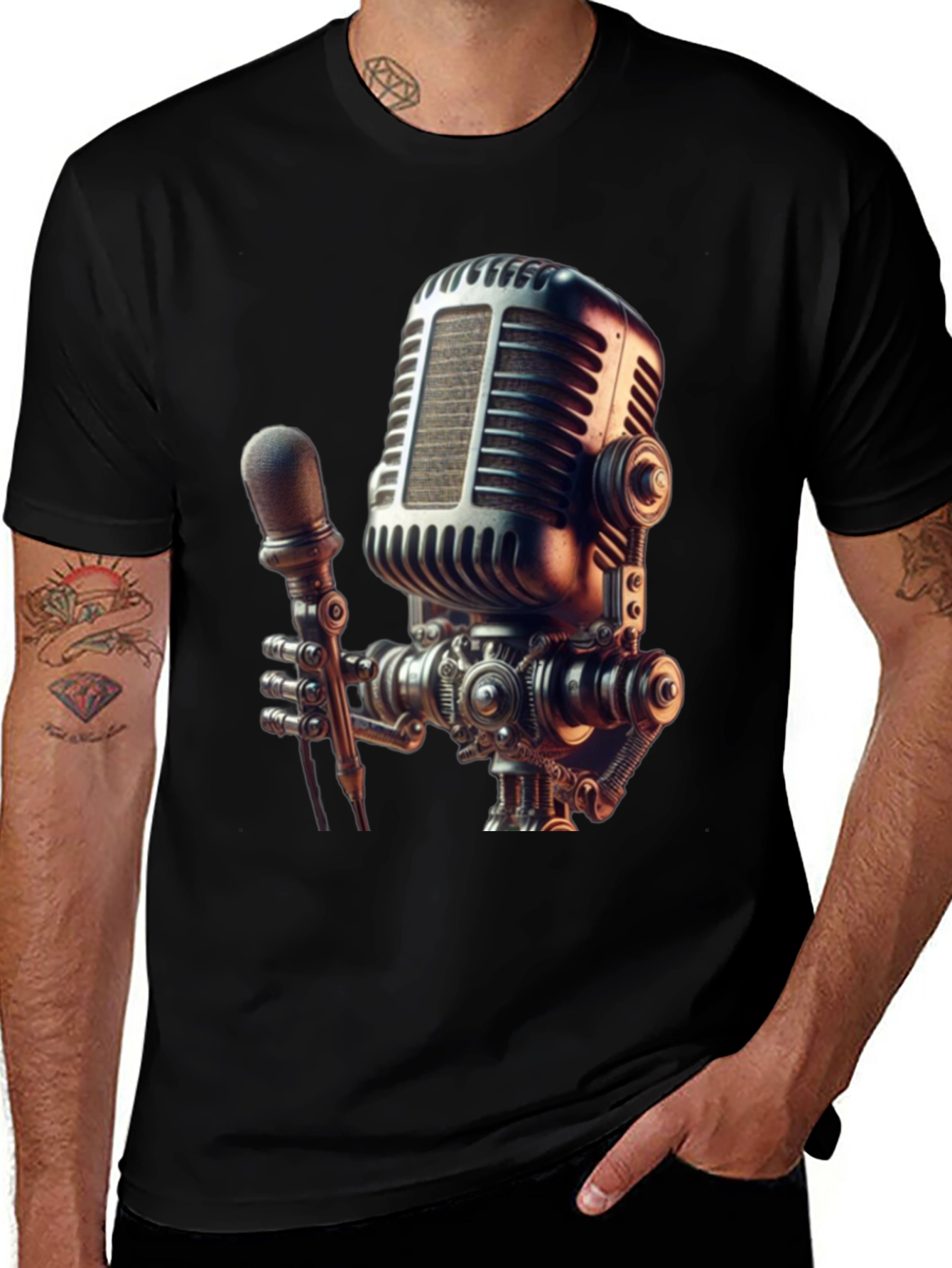 Variant 19 of Steampunk Microphone Graphic T-Shirt