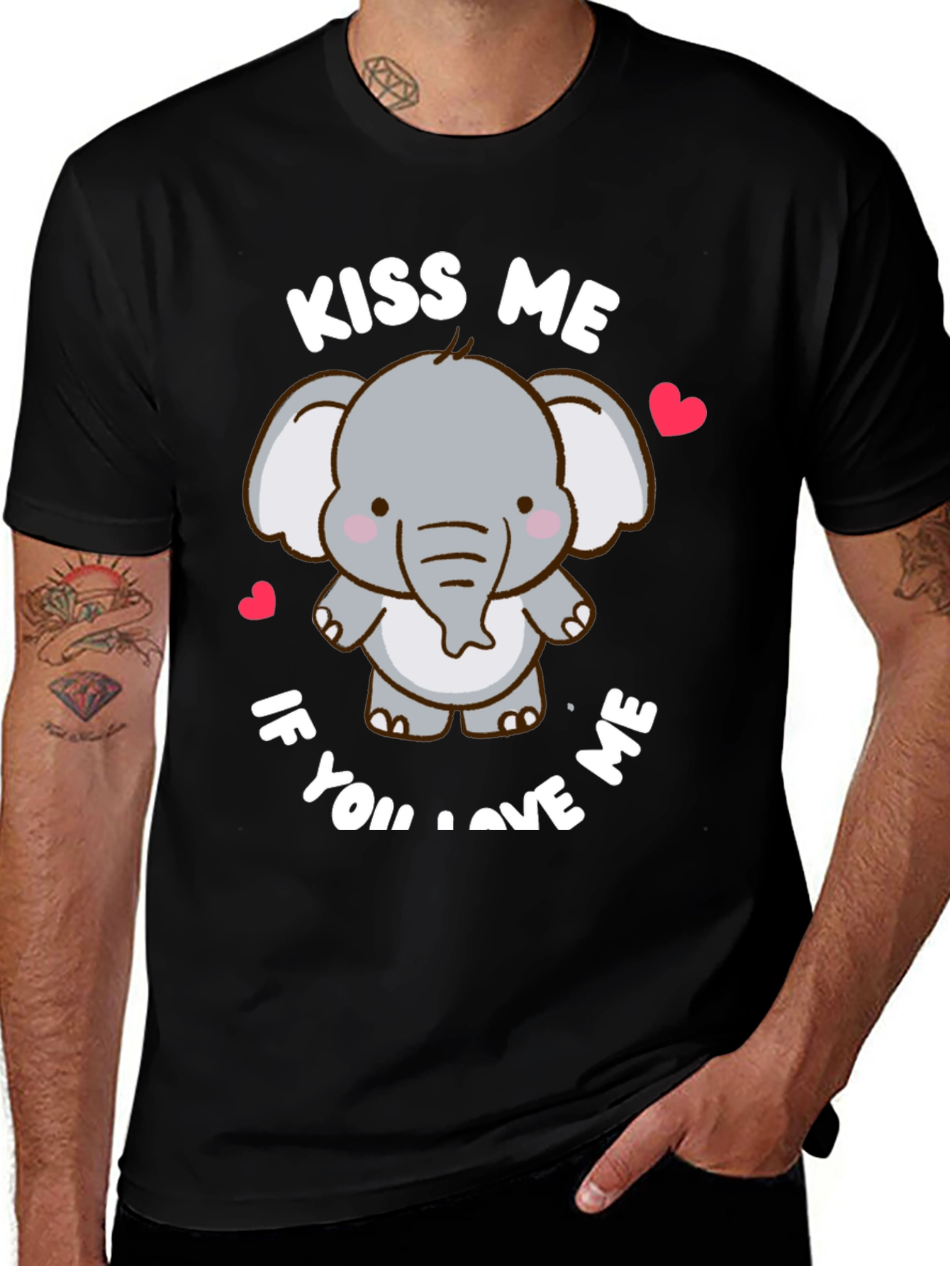 Kiss Me If You Love Me Elephant T-Shirt