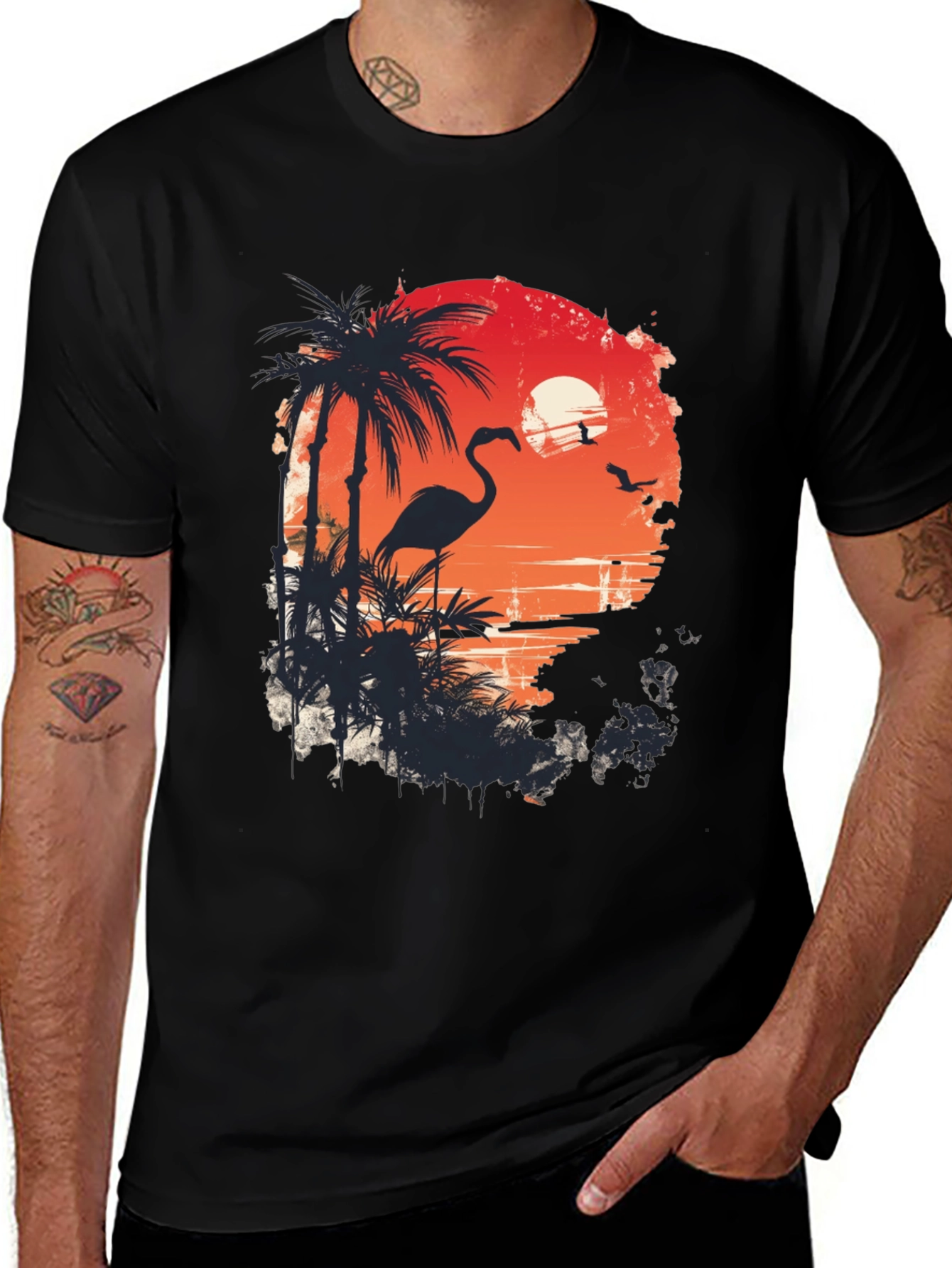Variant 11 of Tropical Flamingo Sunset Graphic Tee
