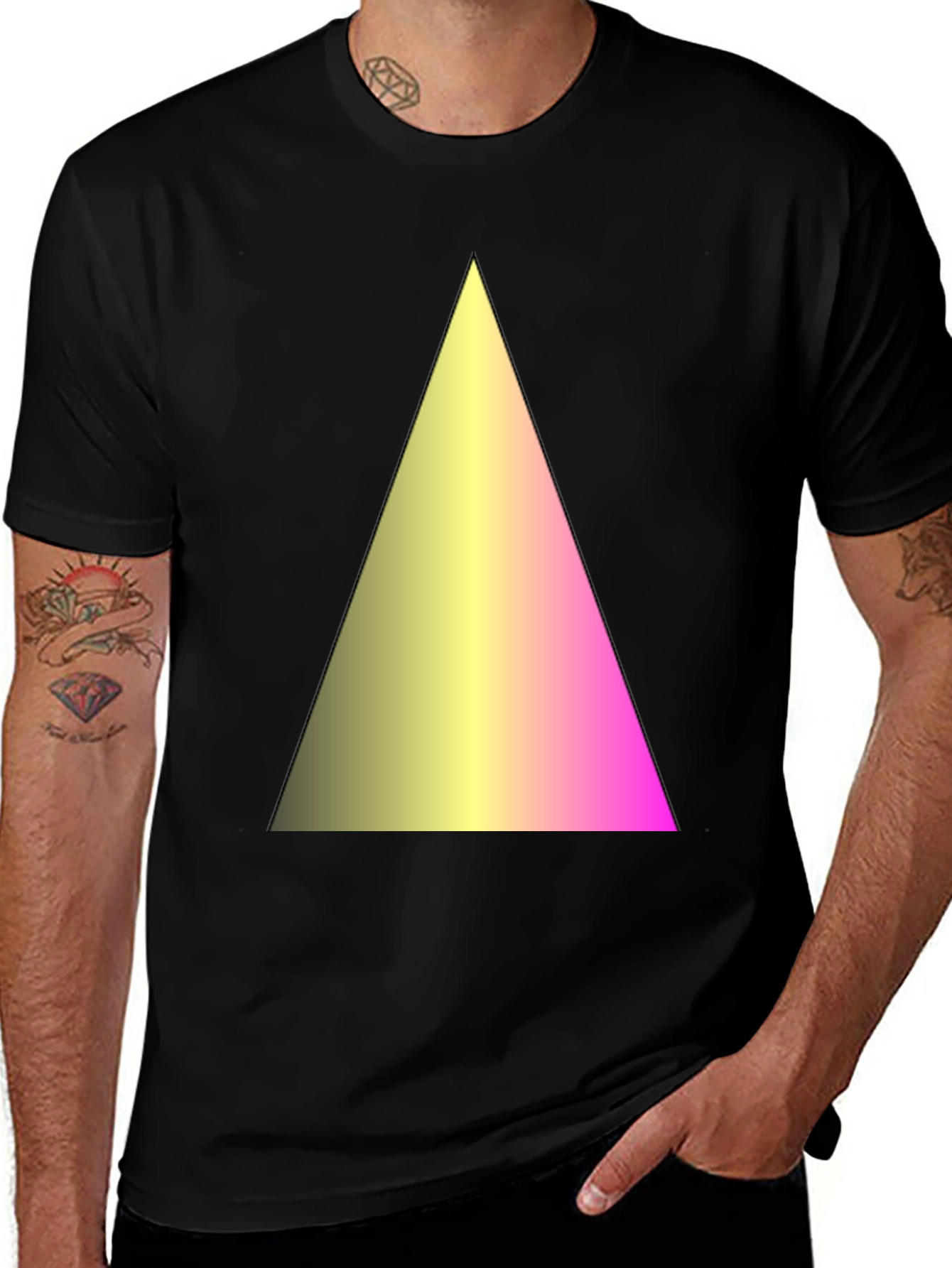 Variant 9 of Gradient Triangle Graphic Black T-Shirt