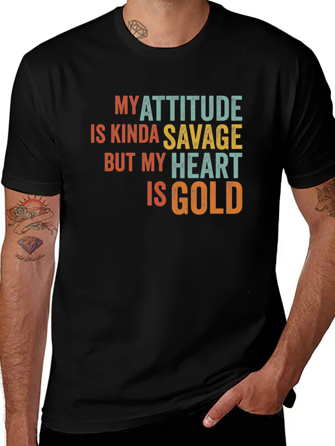 Variant 17 of Attitude Savage Heart Gold Men's Tee