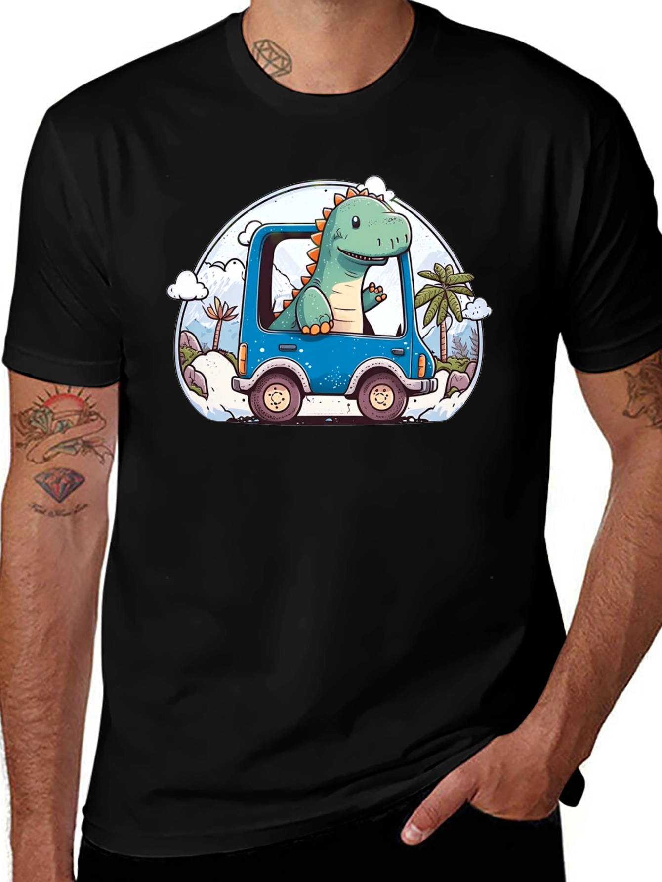 Variant 23 of Dino Car T-Shirt - Cartoon Style