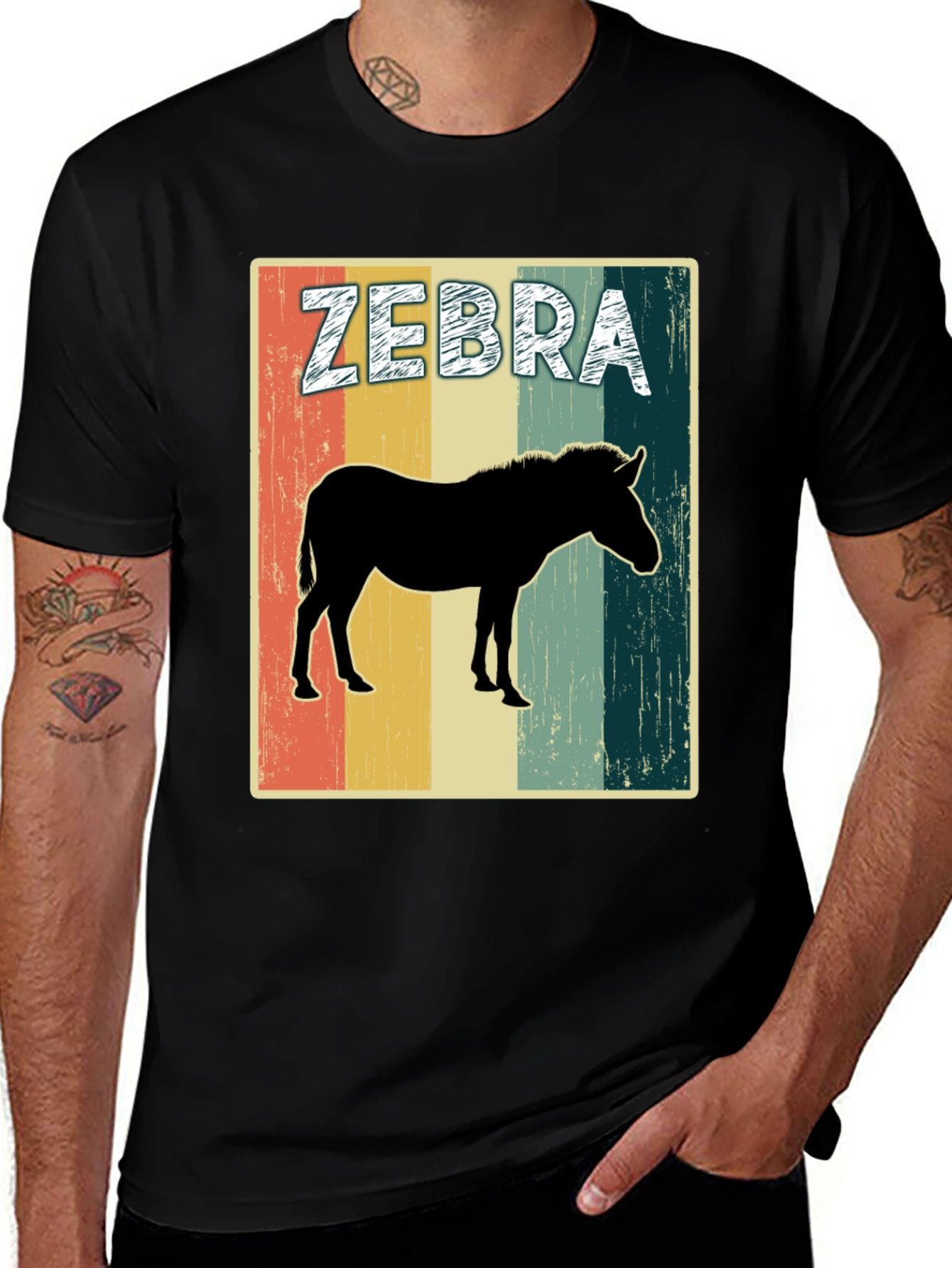 Variant 8 of Retro Zebra Silhouette T-Shirt