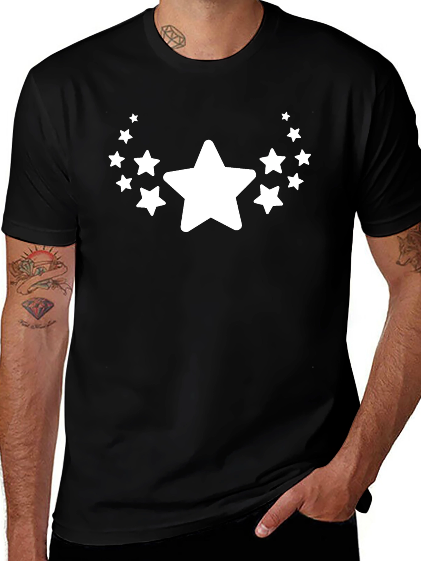 Variant 4 of Starry Night Tee - Black Crew Neck T-Shirt