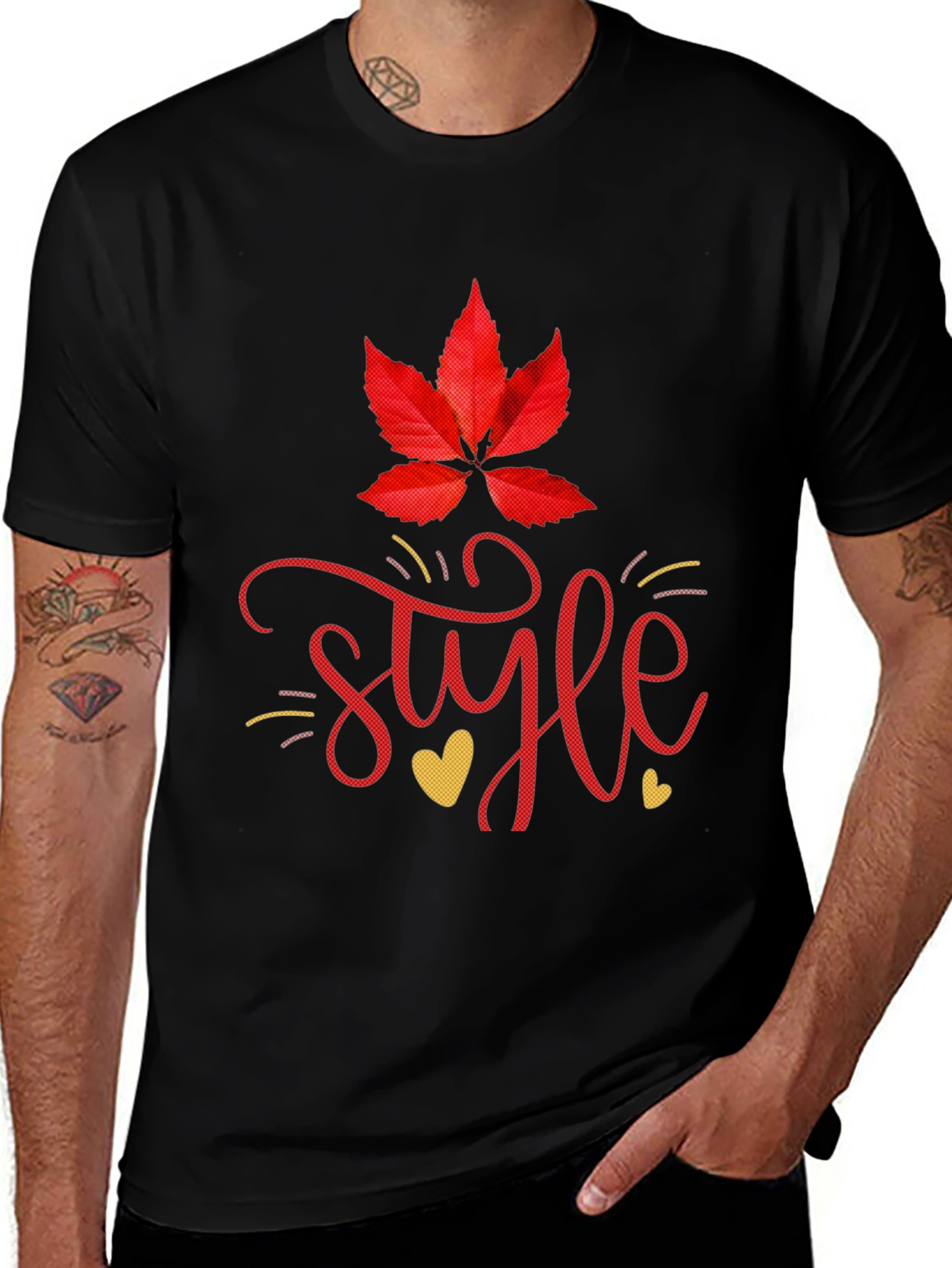 Variant 22 of Stylish Black Tee with Leaf and "Style" Graphic