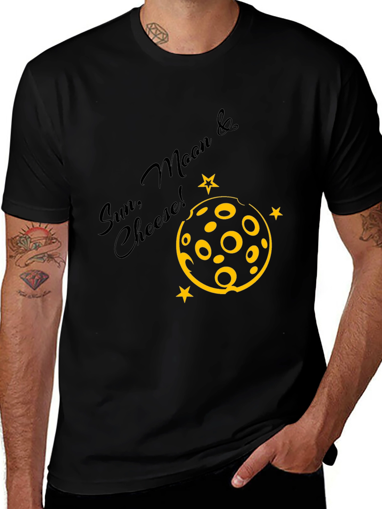 Variant 13 of Sun, Moon & Cheese Black Graphic Tee