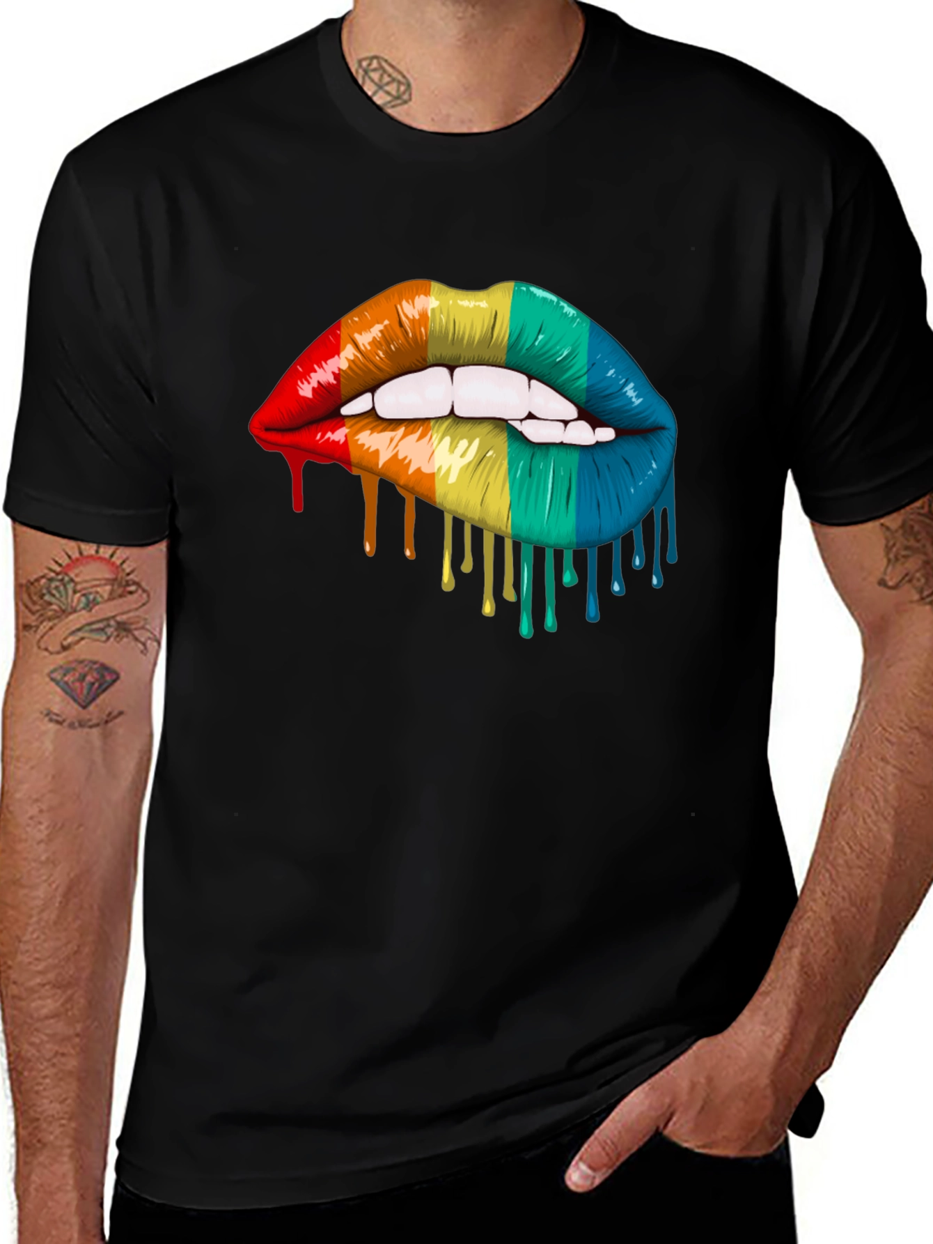 Variant 28 of Rainbow Lips Graphic T-Shirt - Pride Tee