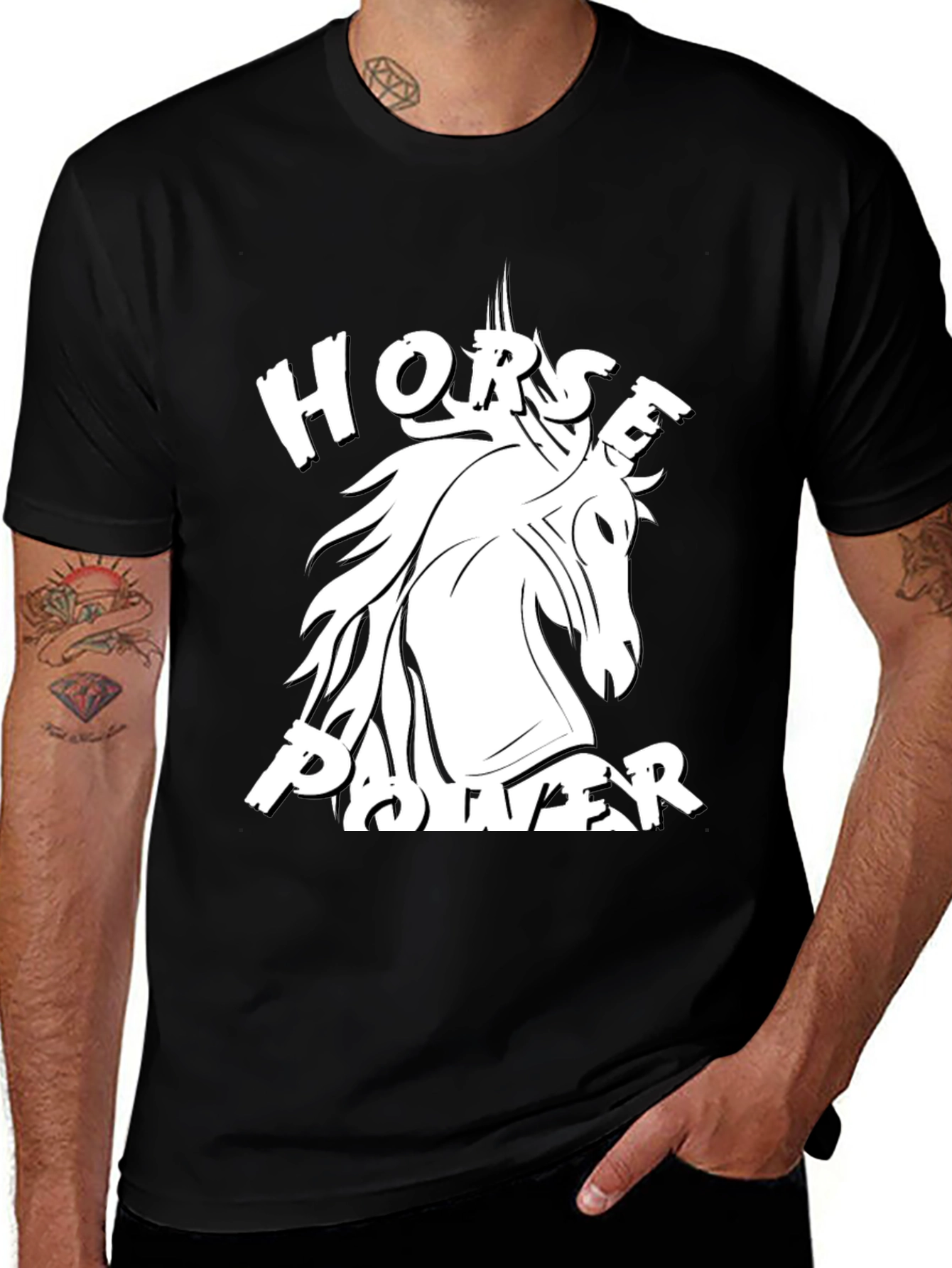 Variant 21 of Horse Power Graphic Tee - Black
