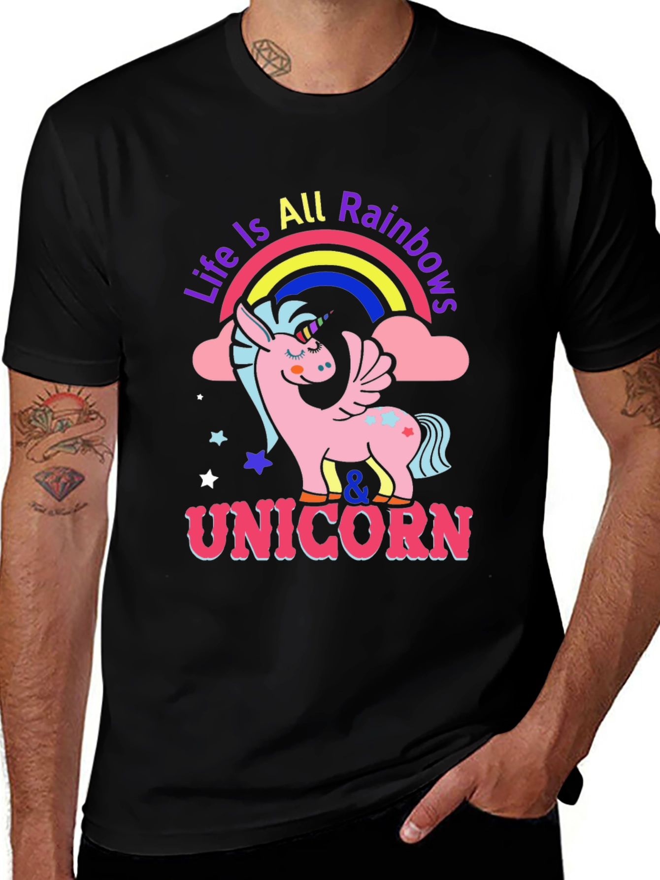 Variant 15 of Life is All Rainbows Unicorn T-Shirt