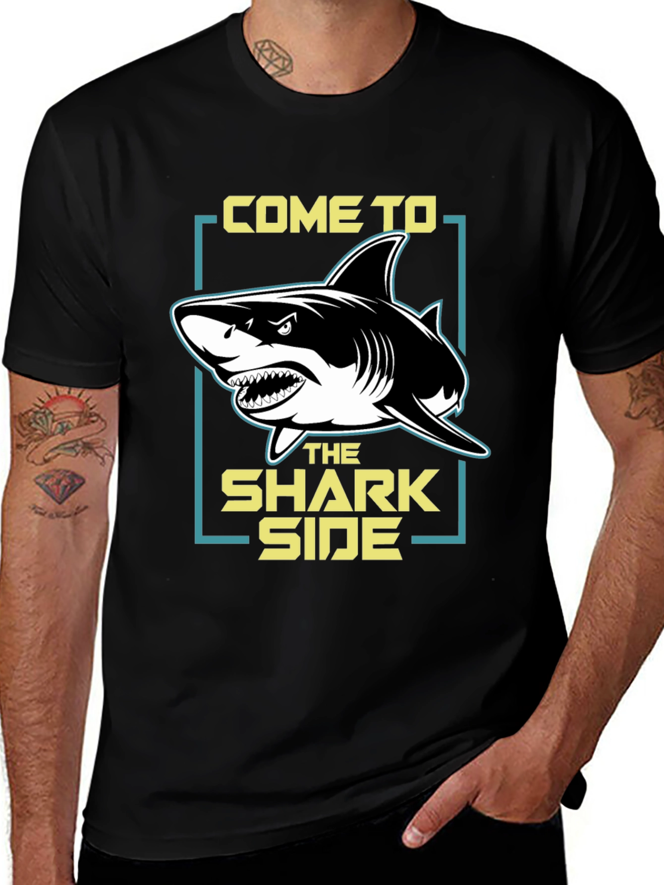 Variant 18 of Come to the Shark Side Black Graphic Tee