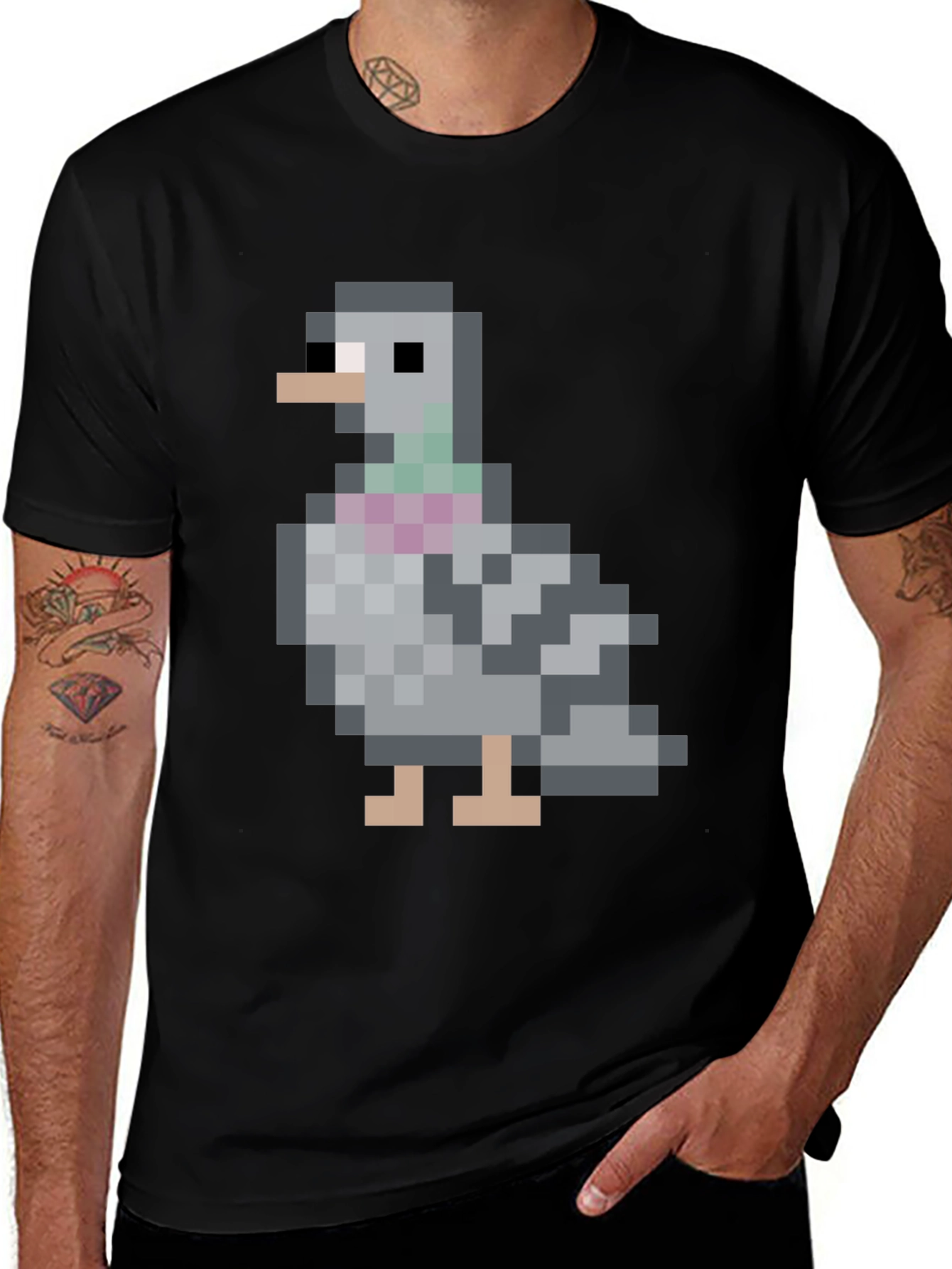 Pixel Pigeon Graphic Tee - Classic Black T-Shirt