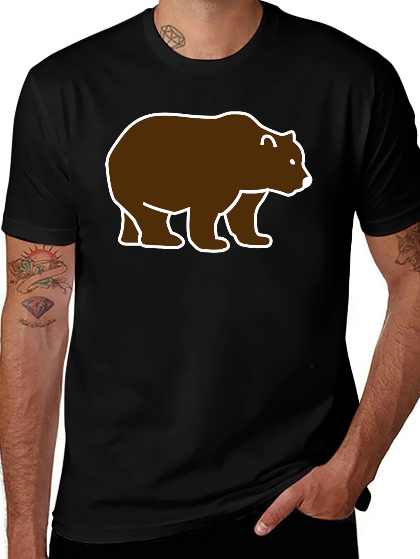 Variant 16 of Brown Bear Graphic Tee - Black Cotton Shirt