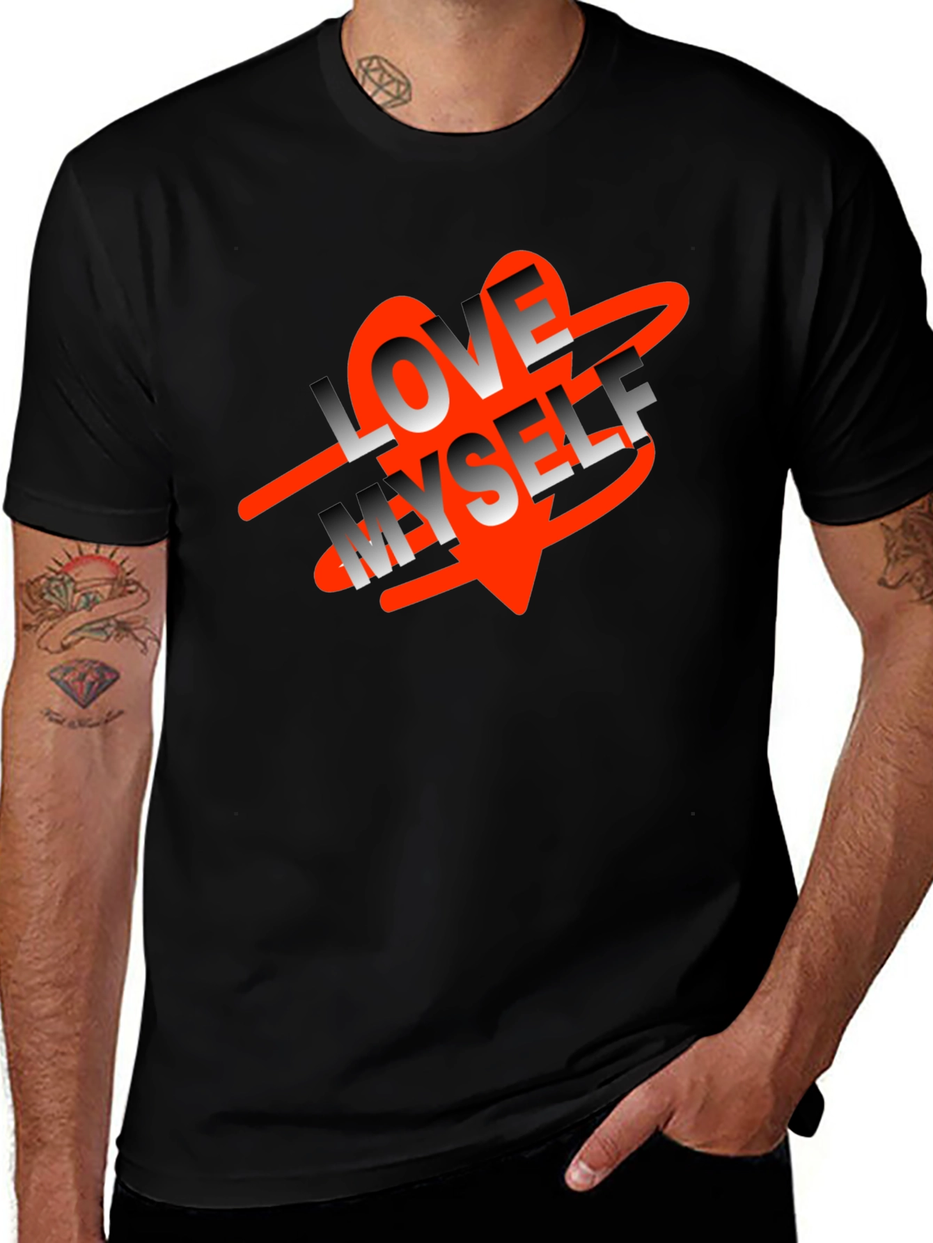 Variant 20 of Love Myself Graphic Tee - Black Cotton T-Shirt
