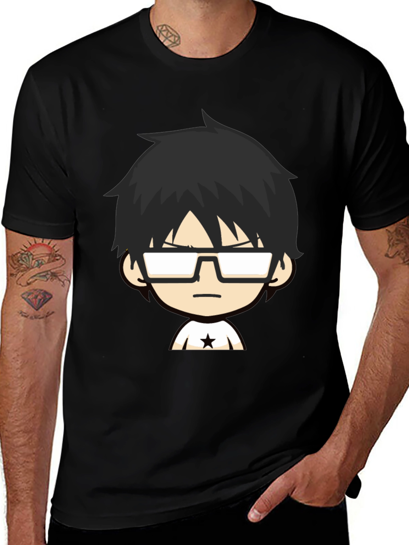 Variant 18 of Black Graphic Tee - Cartoon Character