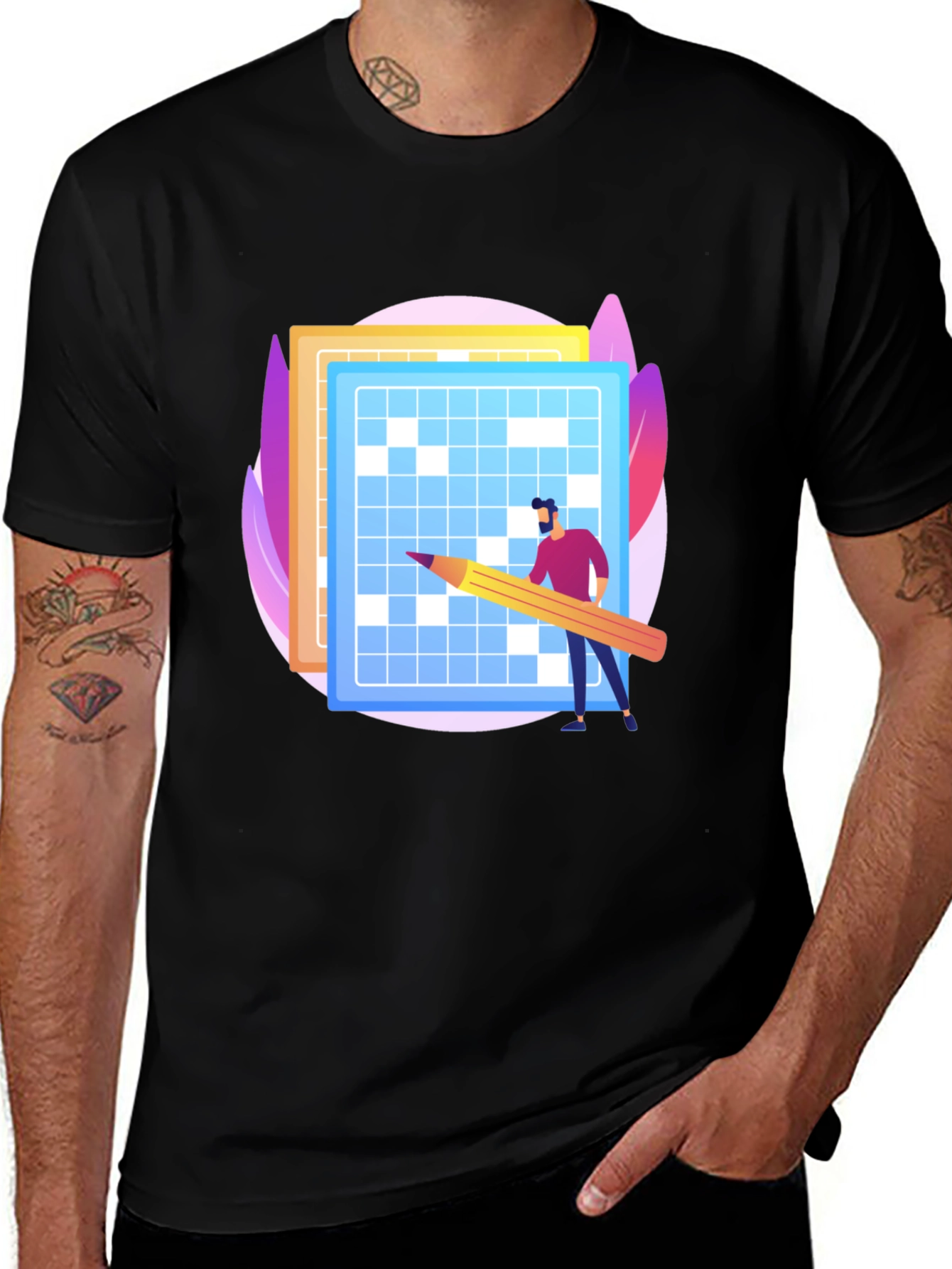Variant 4 of Puzzle Solver Graphic Tee - Black Cotton T-Shirt