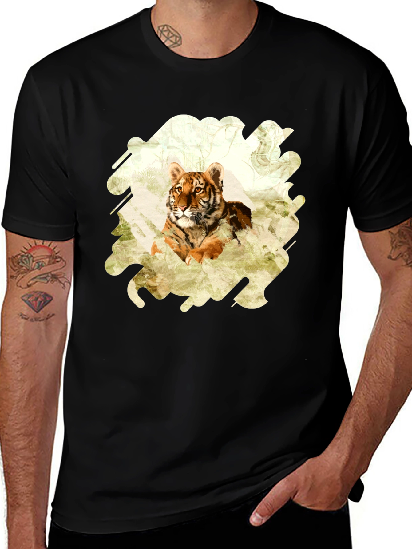 Variant 17 of Tiger Graphic Black T-Shirt | Animal Lover Tee