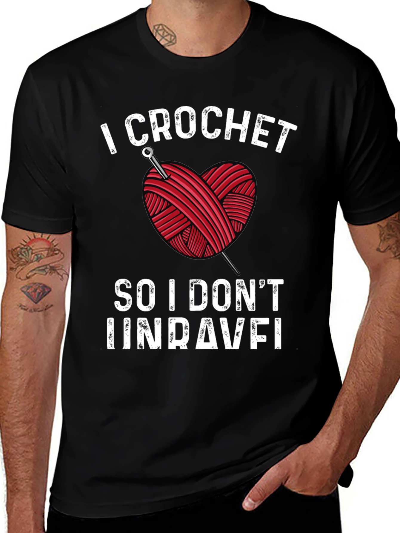 Variant 3 of I Crochet So I Don't Unravel Black T-Shirt