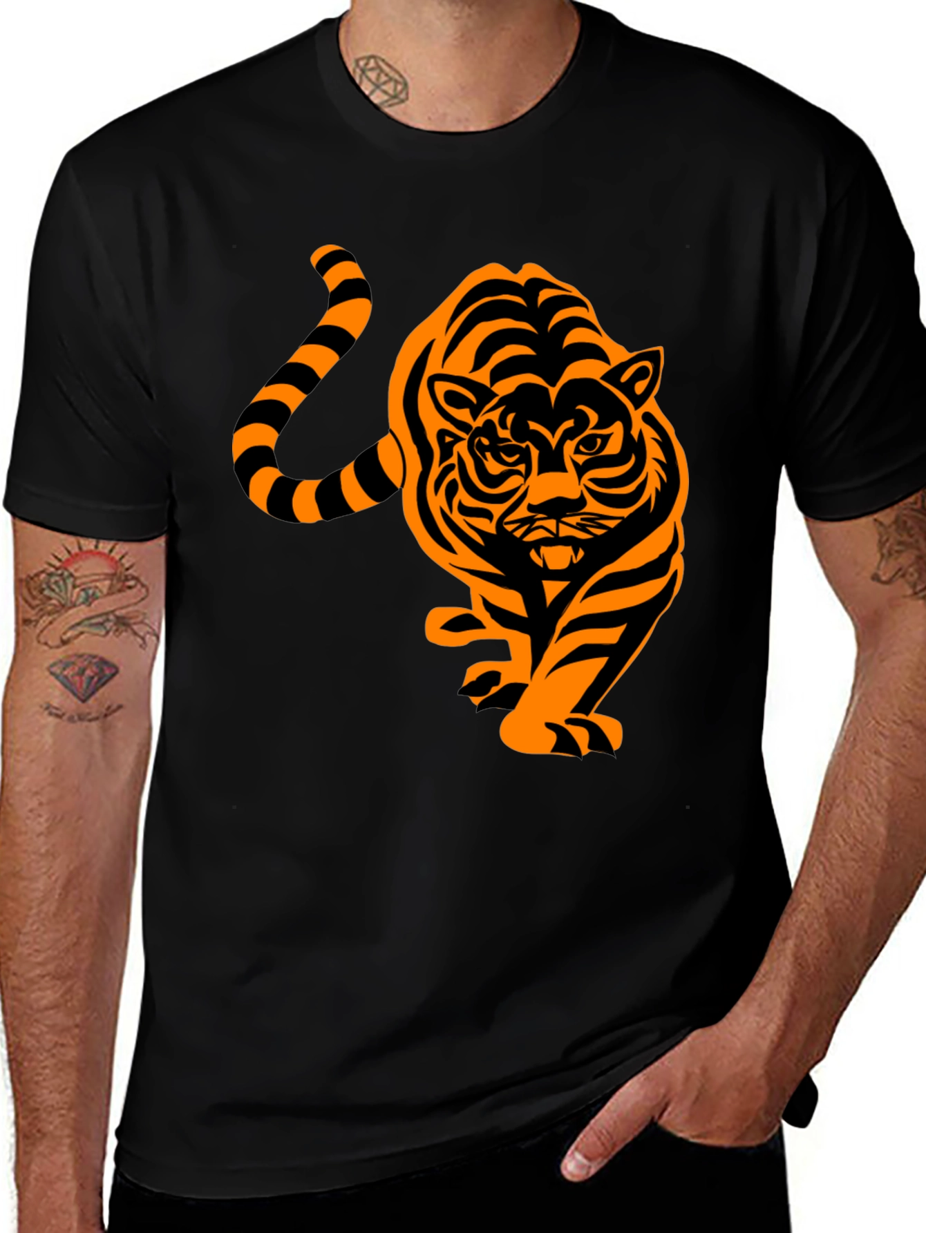 Variant 18 of Tiger Graphic Tee - Bold Black Cotton T-Shirt