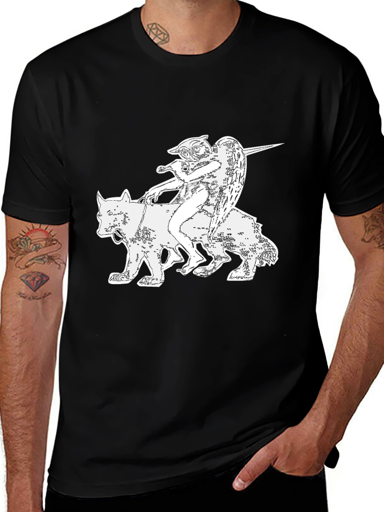 Variant 26 of Winged Imp Riding Wolves T-Shirt - Unique Graphic Tee
