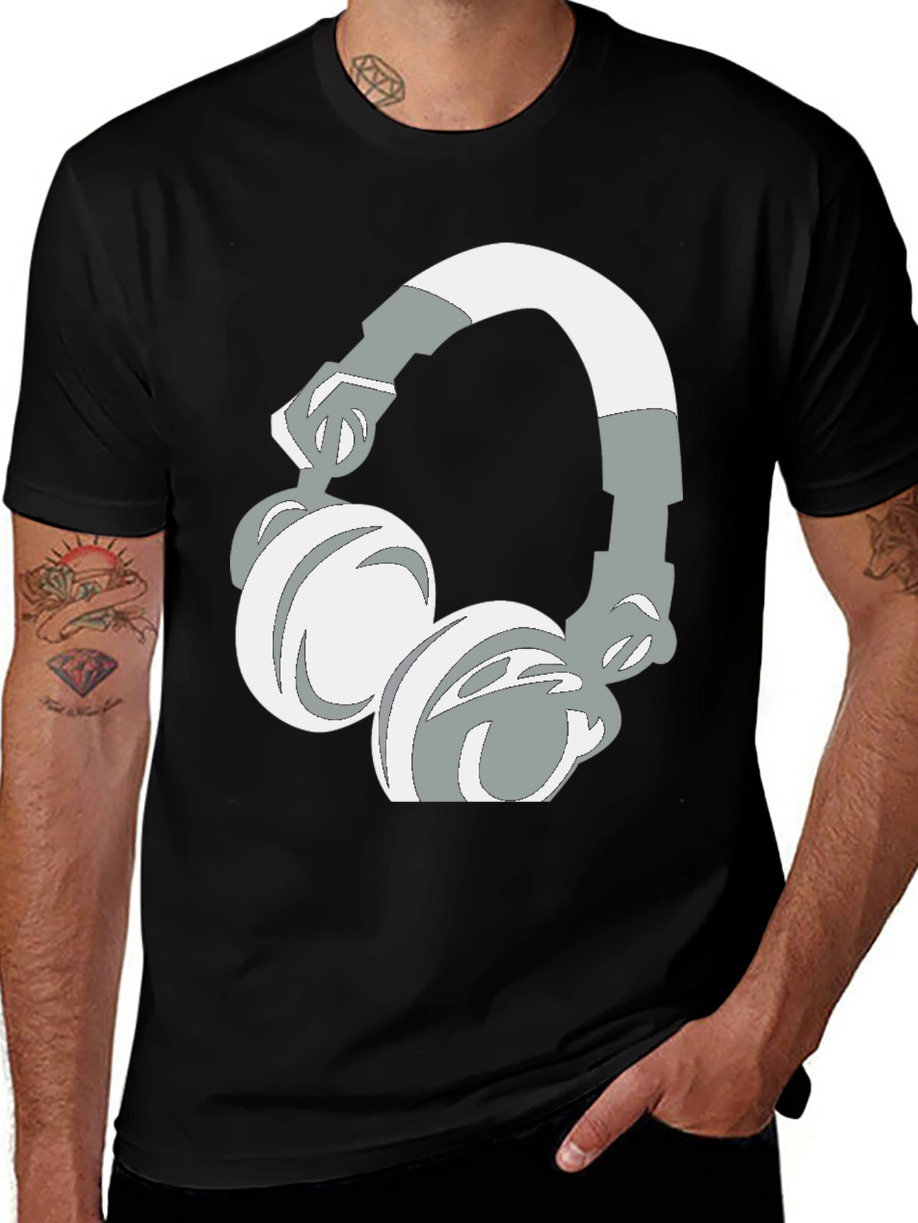 Variant 13 of Black T-Shirt with Headphones Graphic
