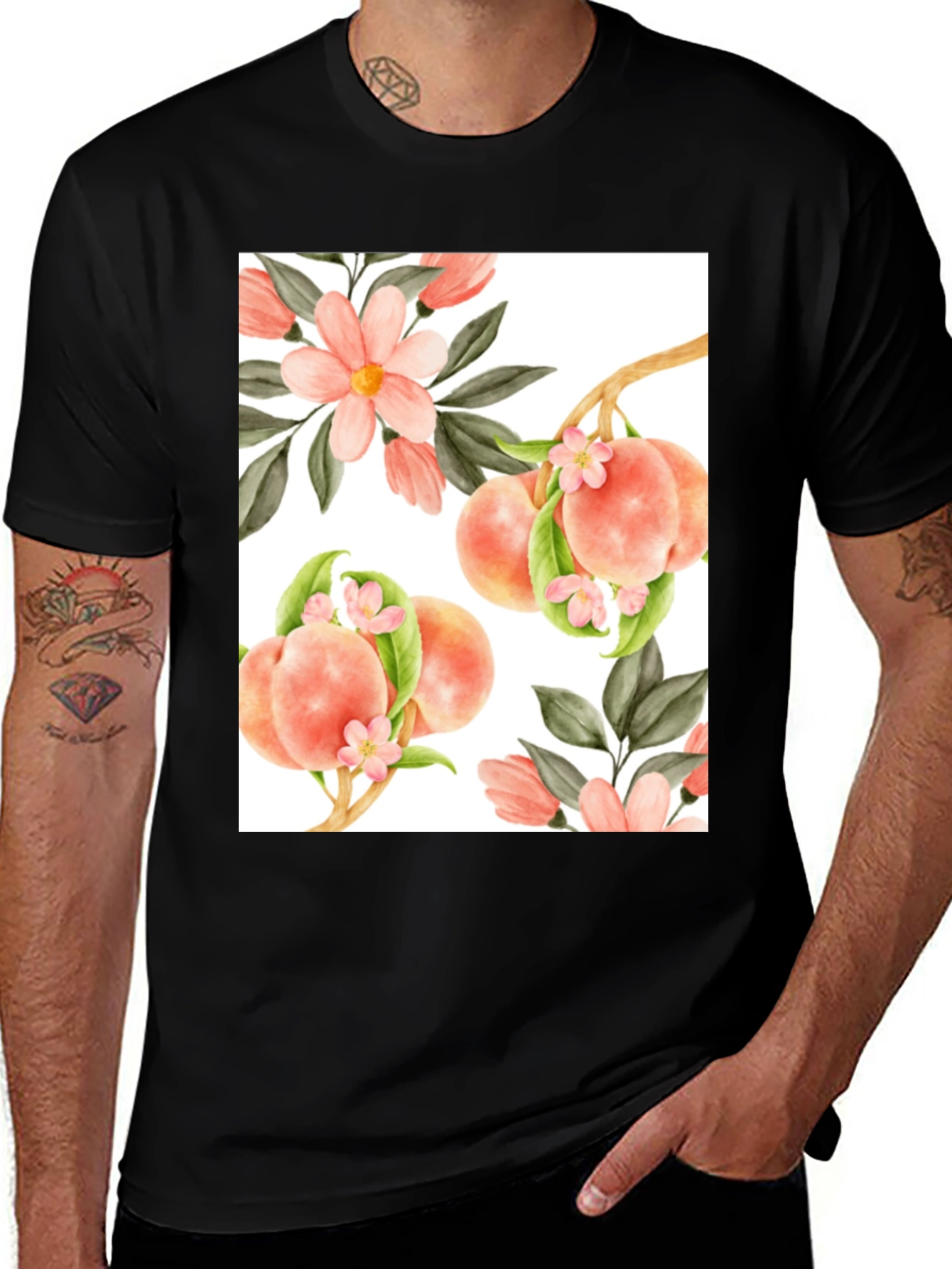 Variant 13 of Peach Floral T-Shirt - Unique Design