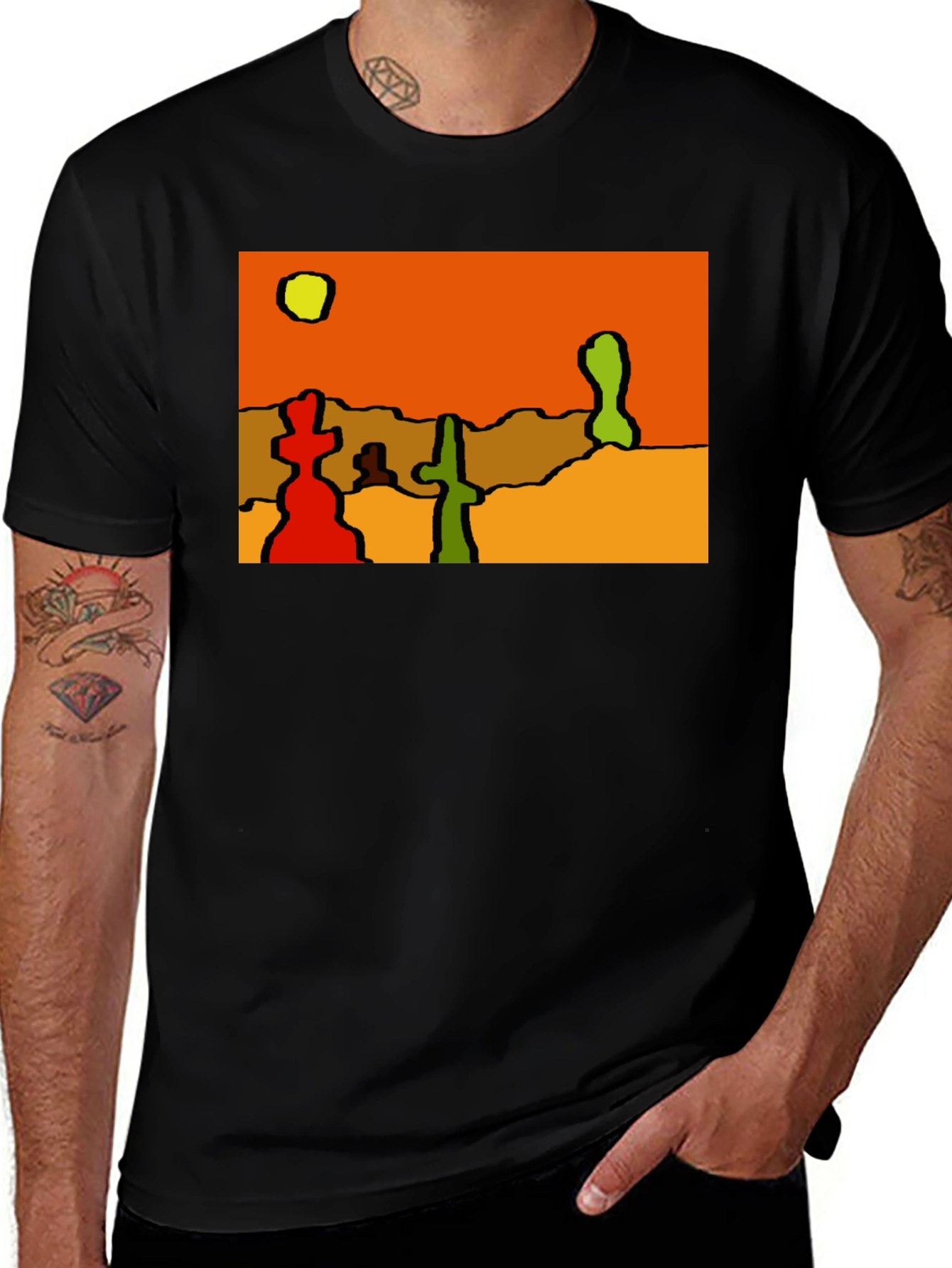 Variant 17 of Abstract Desert Scene Black T-Shirt