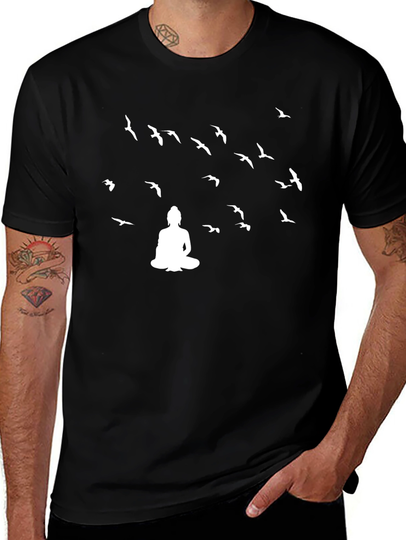 Variant 10 of Buddha & Birds Black Graphic Tee