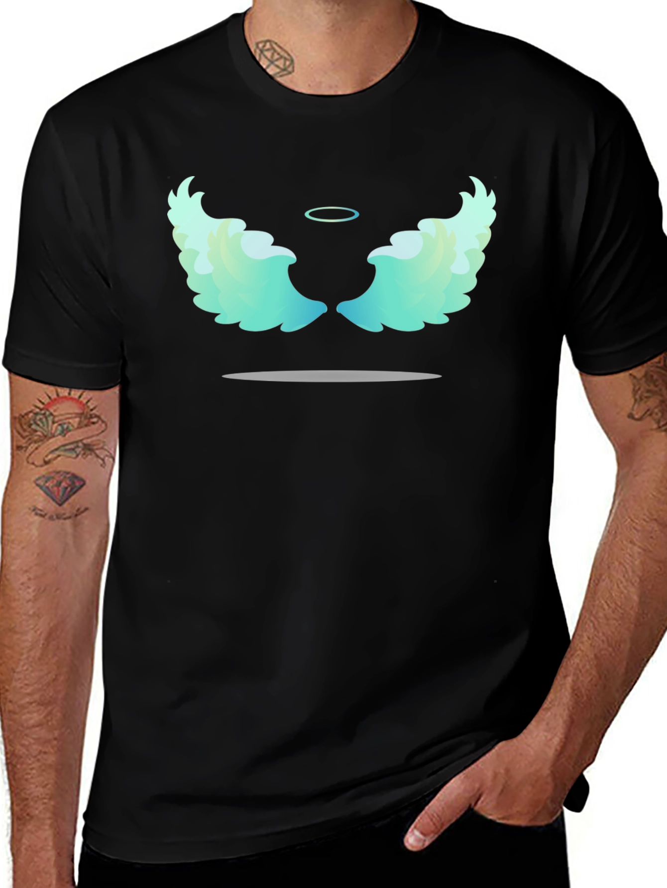Variant 22 of Angel Wings Graphic Black T-Shirt