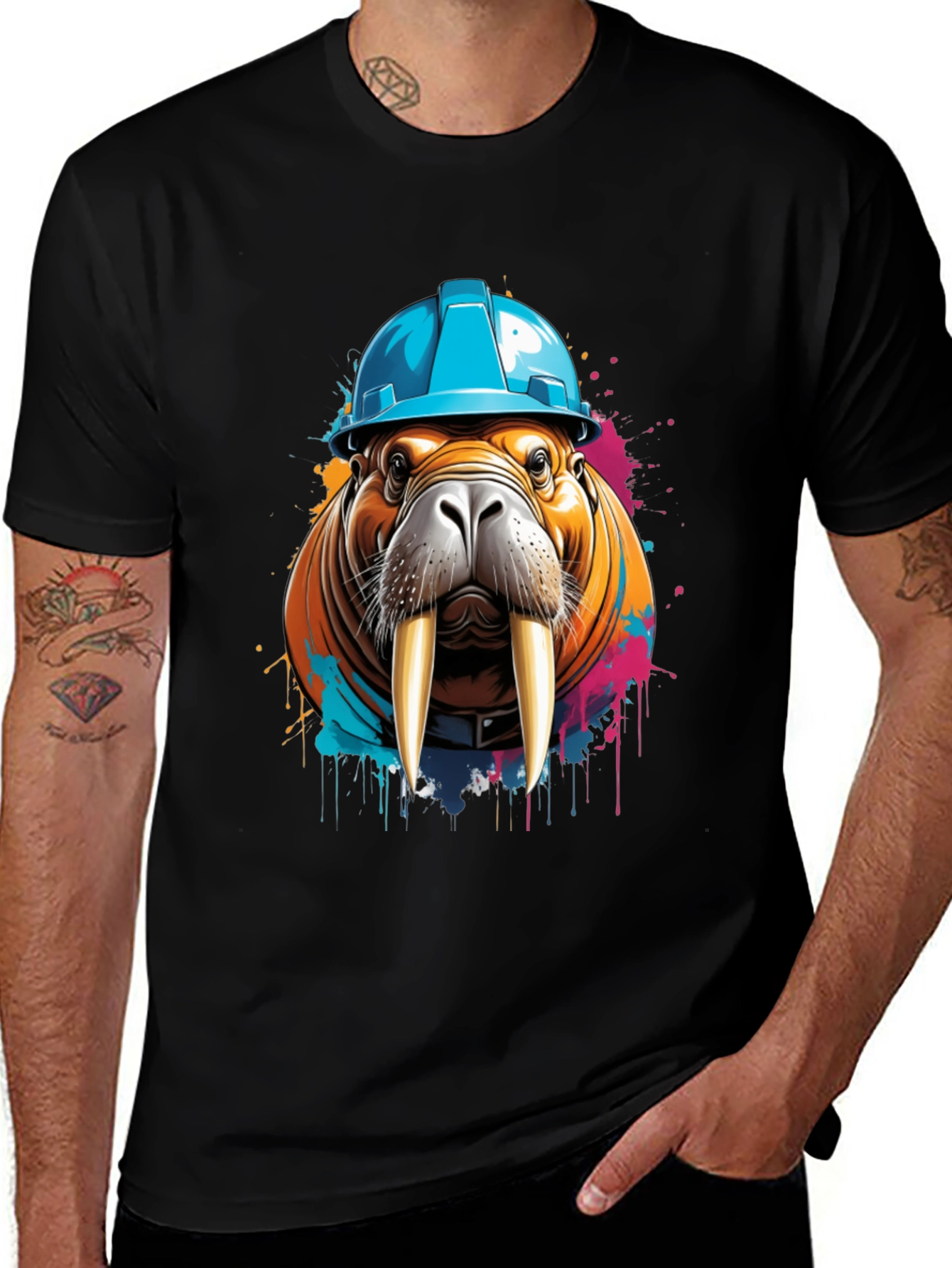 Variant 30 of Walrus in Hard Hat Graphic Tee